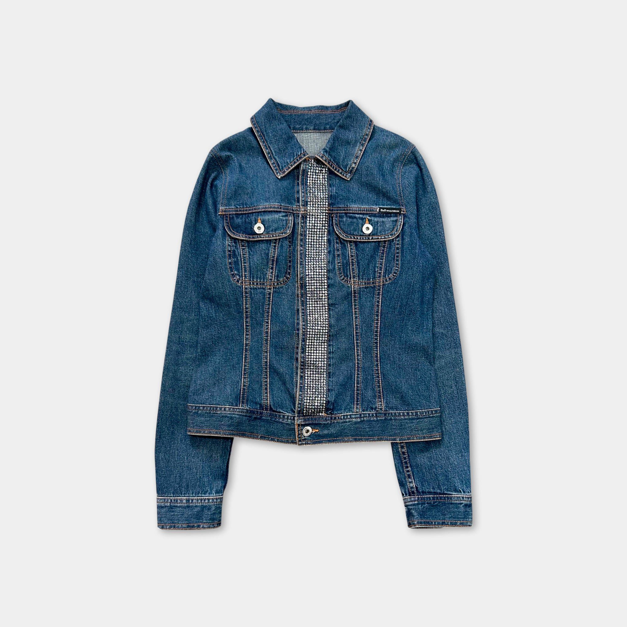 Dolce & Gabbana Dolce & Gabbana Rhinestone Denim Jacket Blue Size S / US 4 / IT 40 - 1 Thumbnail