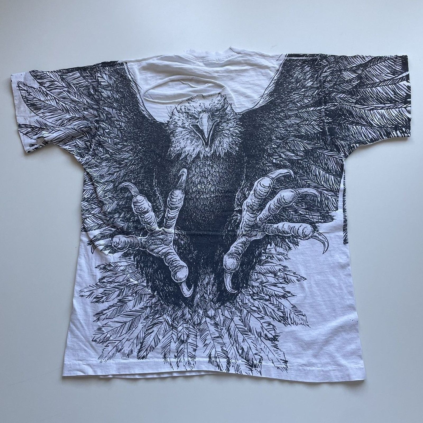 Vintage Vintage 1990s Eagle POW MIA All Over Print Art Graphic Shirt Size US XL / EU 56 / 4 - 4 Thumbnail