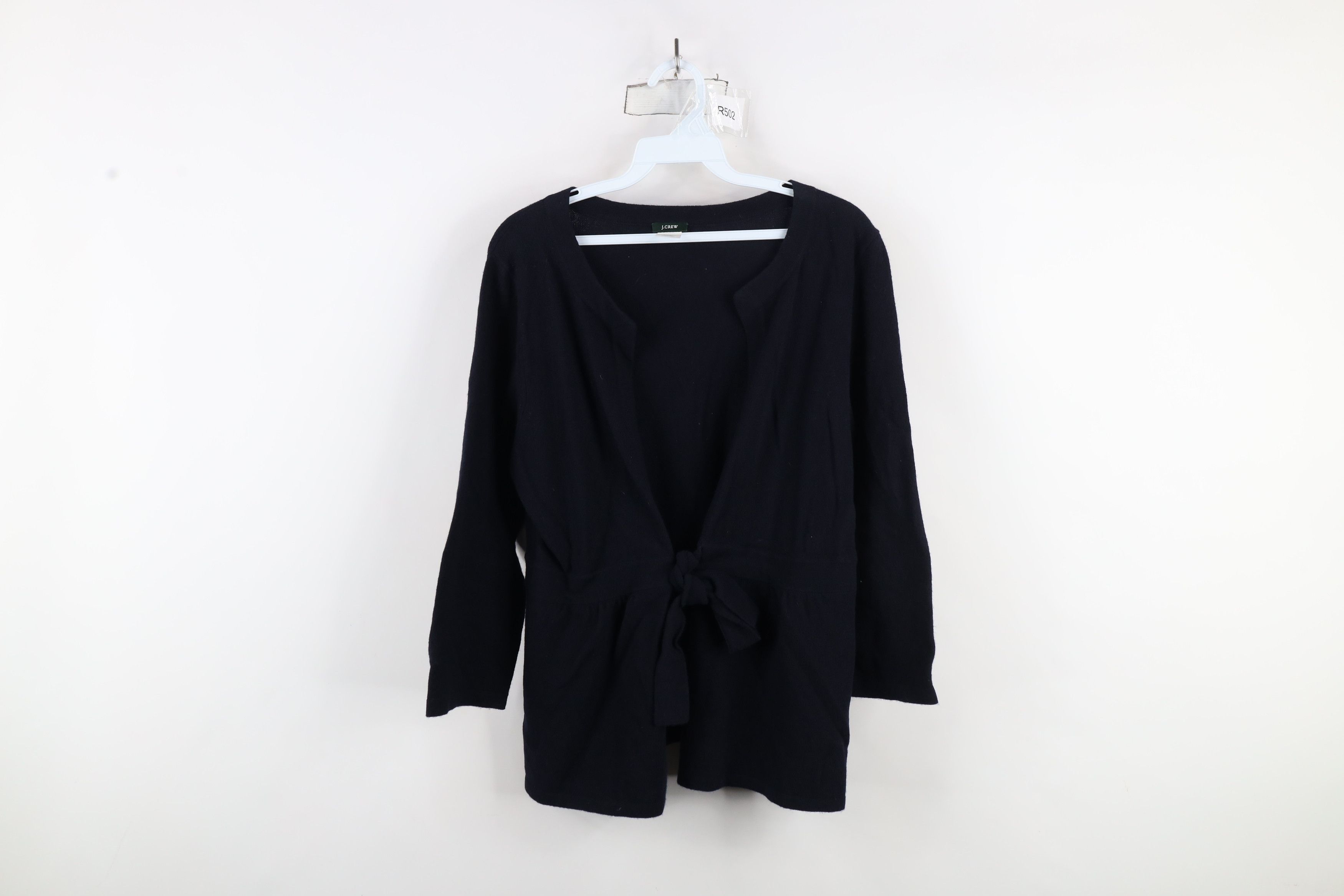 J.Crew × Vintage Vintage J Crew Cashmere Knit Tie Front Cardigan Sweater Navy Size L / US 10 / IT 46 - 1 Thumbnail