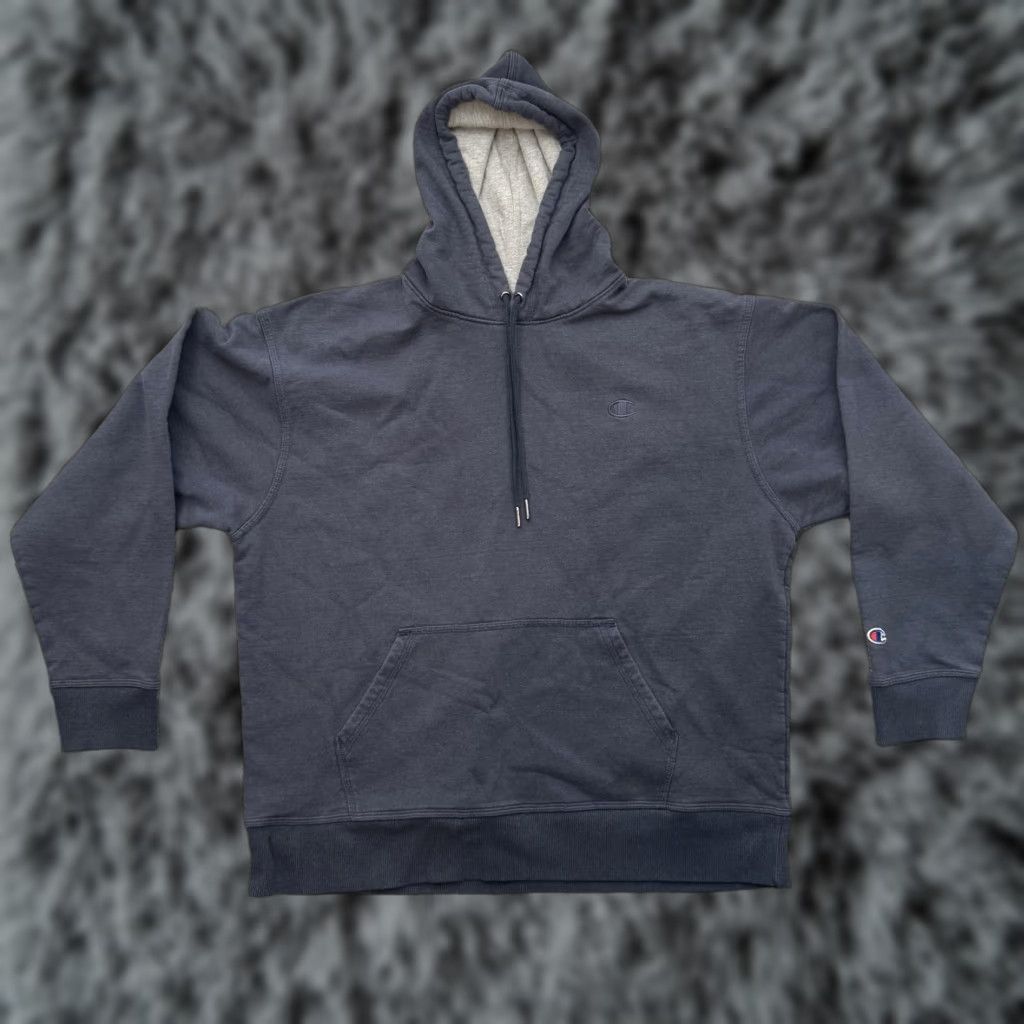 Champion VINTAGE Champion Hoodie Mens XL Pullover Sweatshirt Authentic Athleticwear Blue Kangaroo Pocket C Logo Patch Drawstring Hooded Size US XL / EU 56 / 4 - 1 Thumbnail