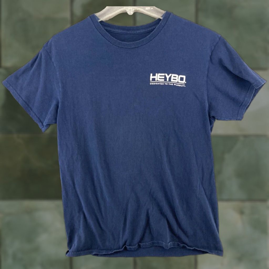 Vintage HeyBo Mens TShirt Medium Blue Outdoor Logo Hunting Shirt/Mens/Medium/Blue Logo Graphic Print Cotton Knit Crew Neck Short Sleeve BuyNow Size US M / EU 48-50 / 2 - 1 Thumbnail