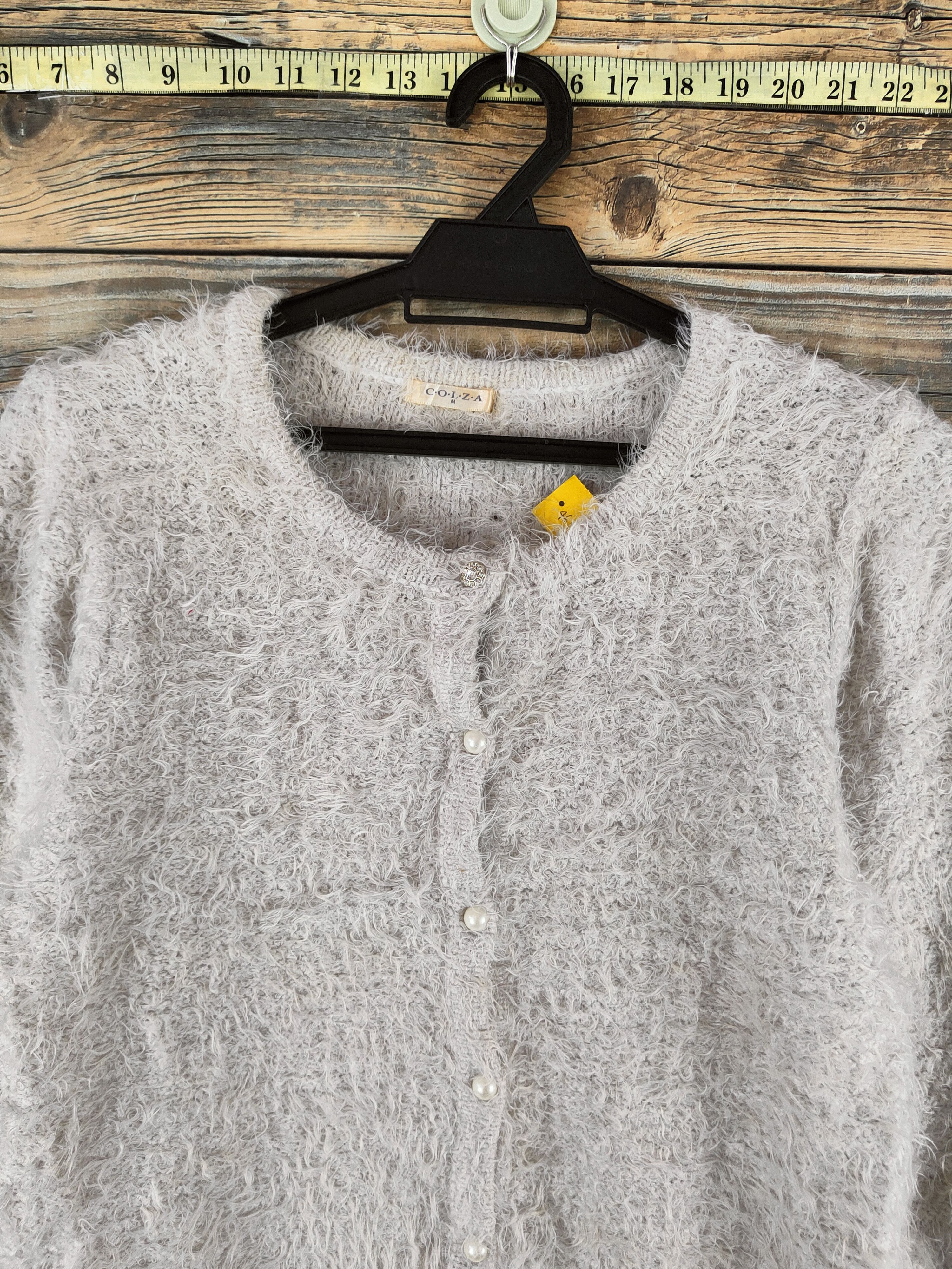 Japanese Brand DL Colza Gray Fur Mohair Knitwear Crop Tops #46-537 Size XS / US 0-2 / IT 36-38 - 2 Thumbnail