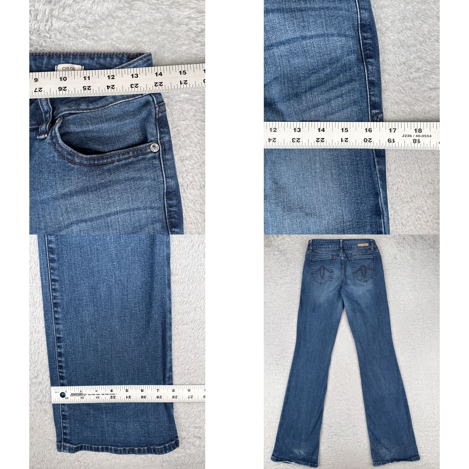 Anthropologie VINTAGE Level 99 Jeans Womens 28 Blue Denim Bootcut Mid 28x33 Jeans Boots Cut Size 28" / US 6 / IT 42 - 9 Thumbnail