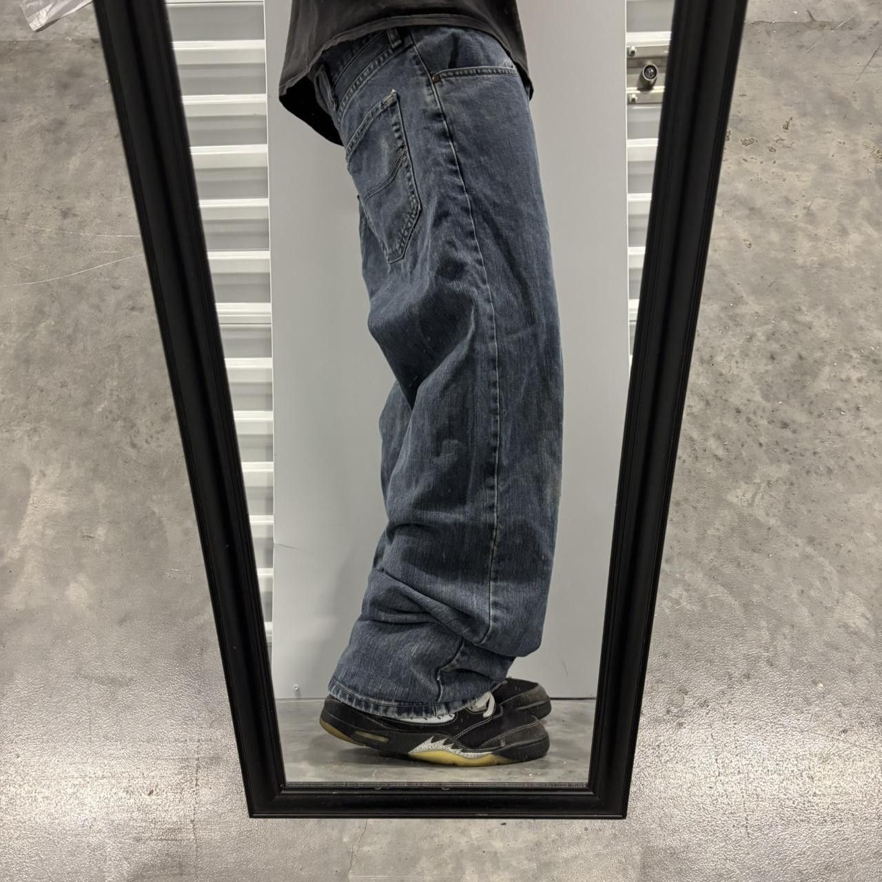Japanese Brand × Vintage Crazy Vintage Y2K/2000s Baggy Grunge Dark Wash Skater Denim Jeans! Size US 36 / EU 52 - 2 Thumbnail