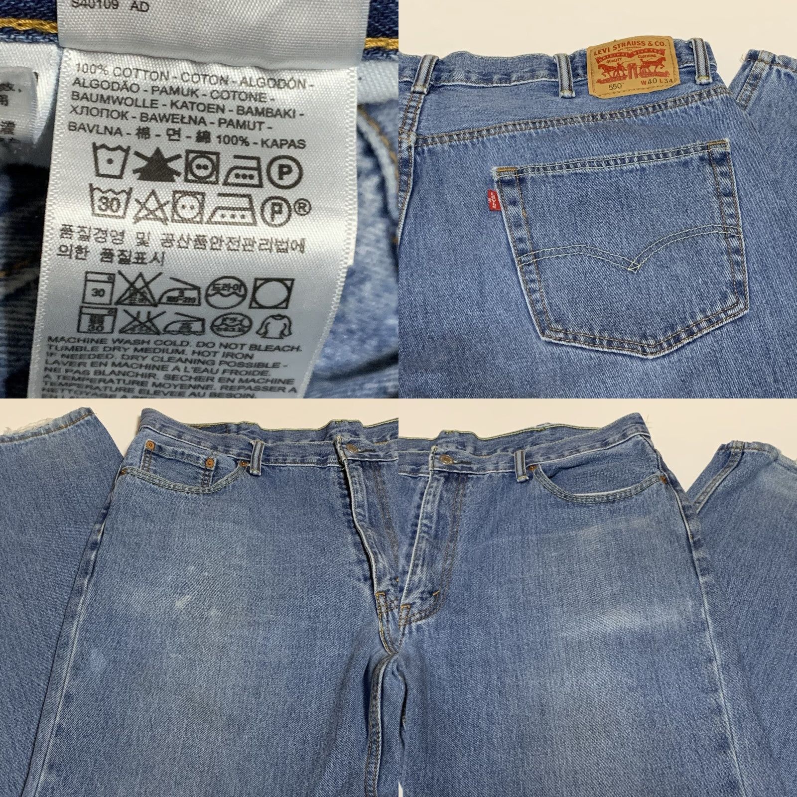 Levi's VINTAGE Levi's 550 Jeans Distressed Relaxed Fit Men 40x32 Straight Denim Cotton Blue 550 Series Mens Jeans Size US 40 / EU 56 - 8 Thumbnail