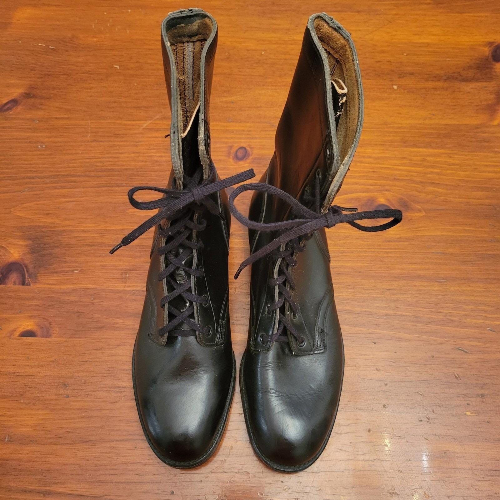 Other Vintage 1965 Military Black Leather Combat Boots 8B Tactical Size US 8 / EU 41 - 3 Thumbnail