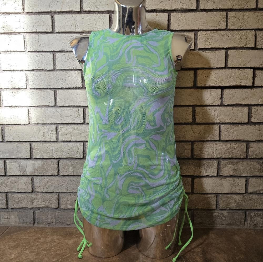 Shein Green Neon Detailed SHEIN Bikini Cover Up Size ONE SIZE - 1 Thumbnail