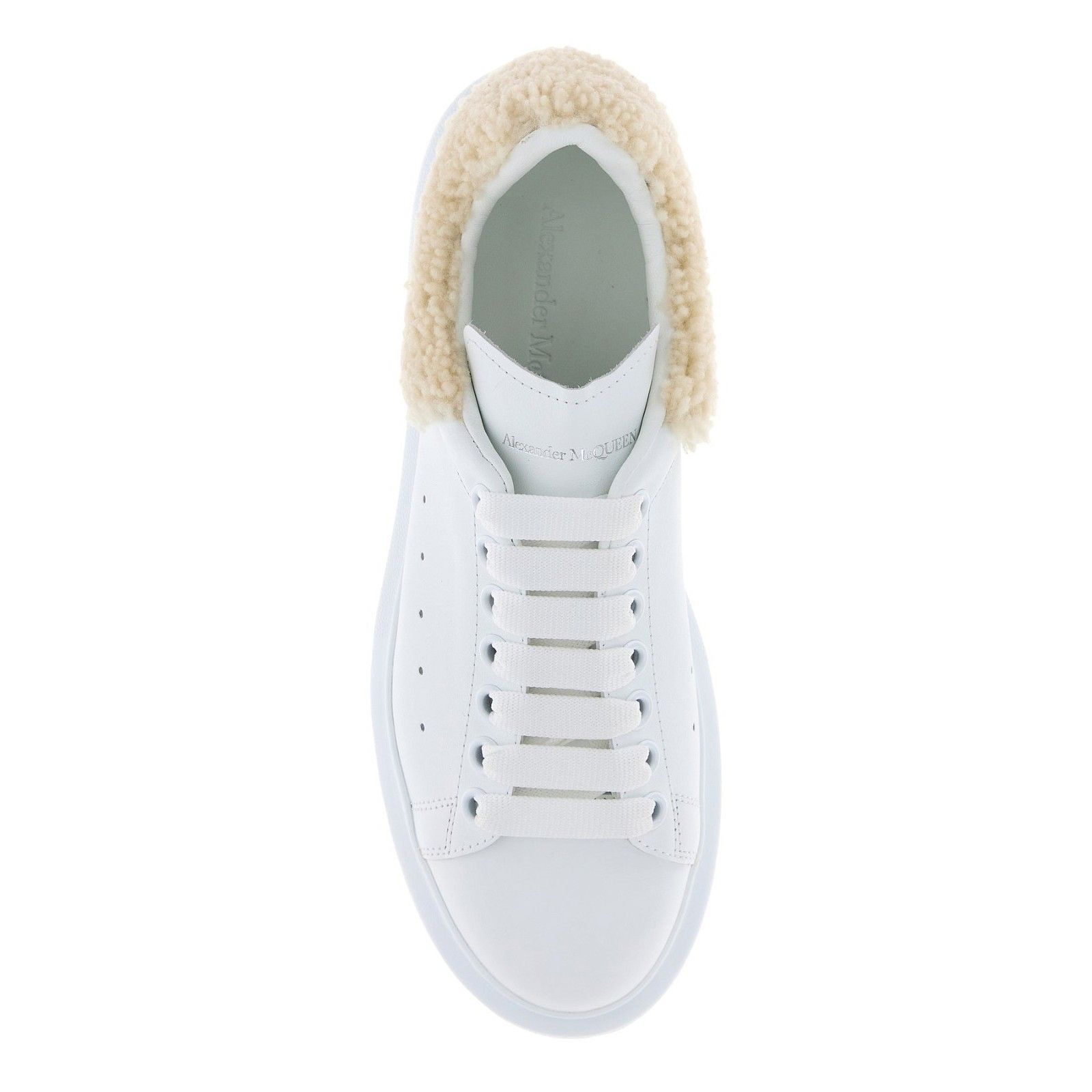 Alexander McQueen ALEXANDER MCQUEEN Shearling Platform White Leather Sneakers Size US 6 / IT 36 - 4 Thumbnail