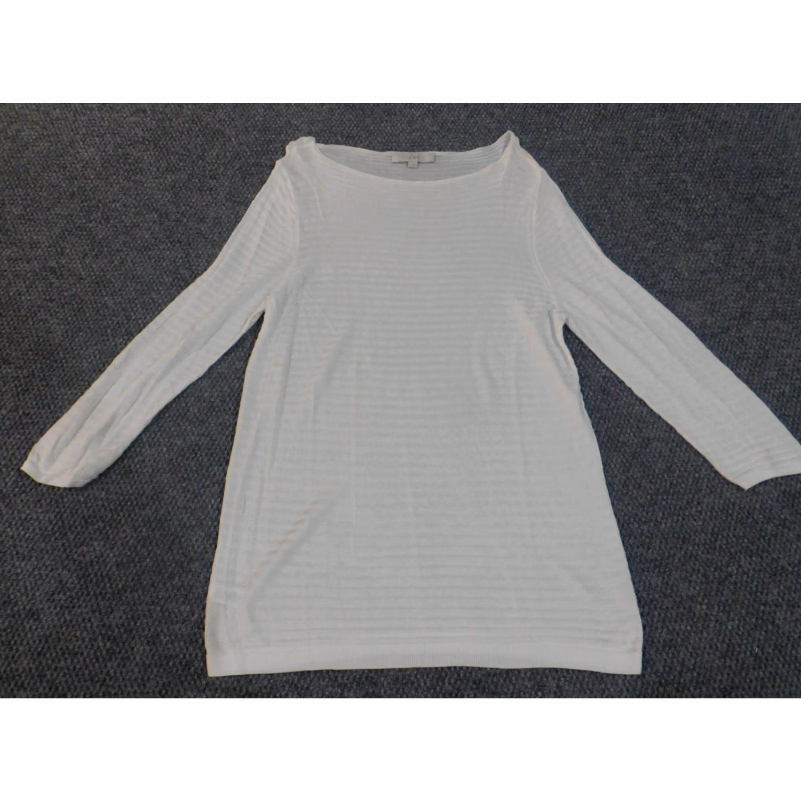 Ann Taylor Loft White XL Womens Blouse Round Neck Long Sleeve Cotton Rayon Casual Stretch Regular Ann Taylor Loft Size XL / US 12-14 / IT 48-50 - 2 Thumbnail