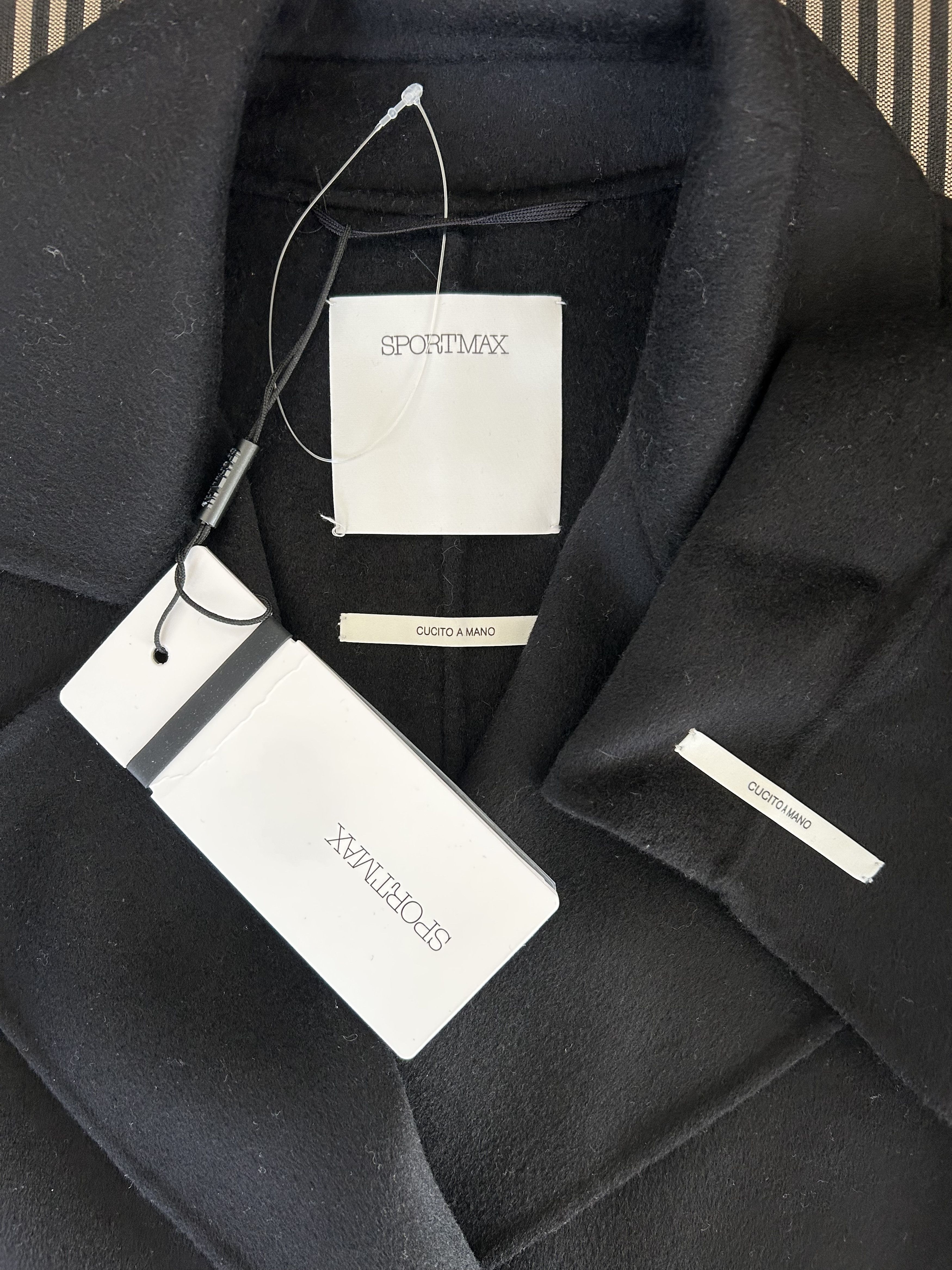Sportmax Sportmax Black Wool Cashmere Double Breasted Belted Coat Size M / US 6-8 / IT 42-44 - 2 Thumbnail