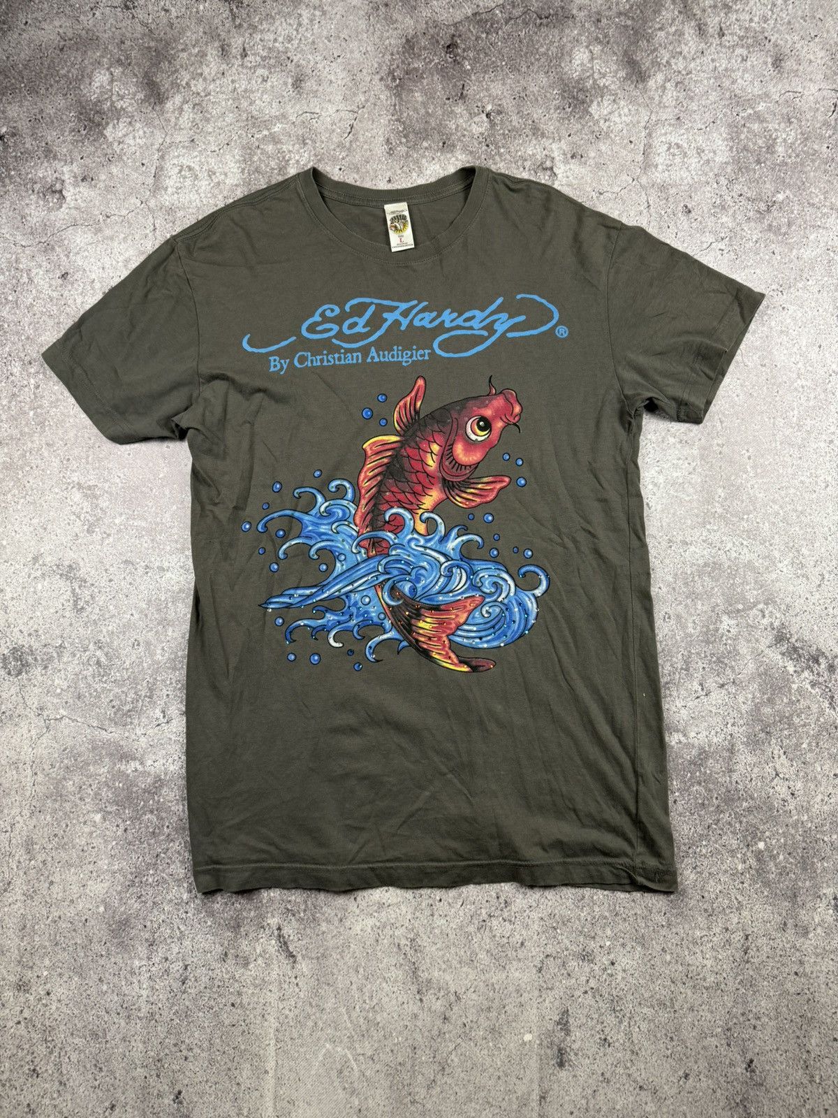Ed Hardy Vintage Ed Hardy Japanese Fish Rhinestones Y2K T-Shirt Size L / US 10 / IT 46 - 1 Thumbnail