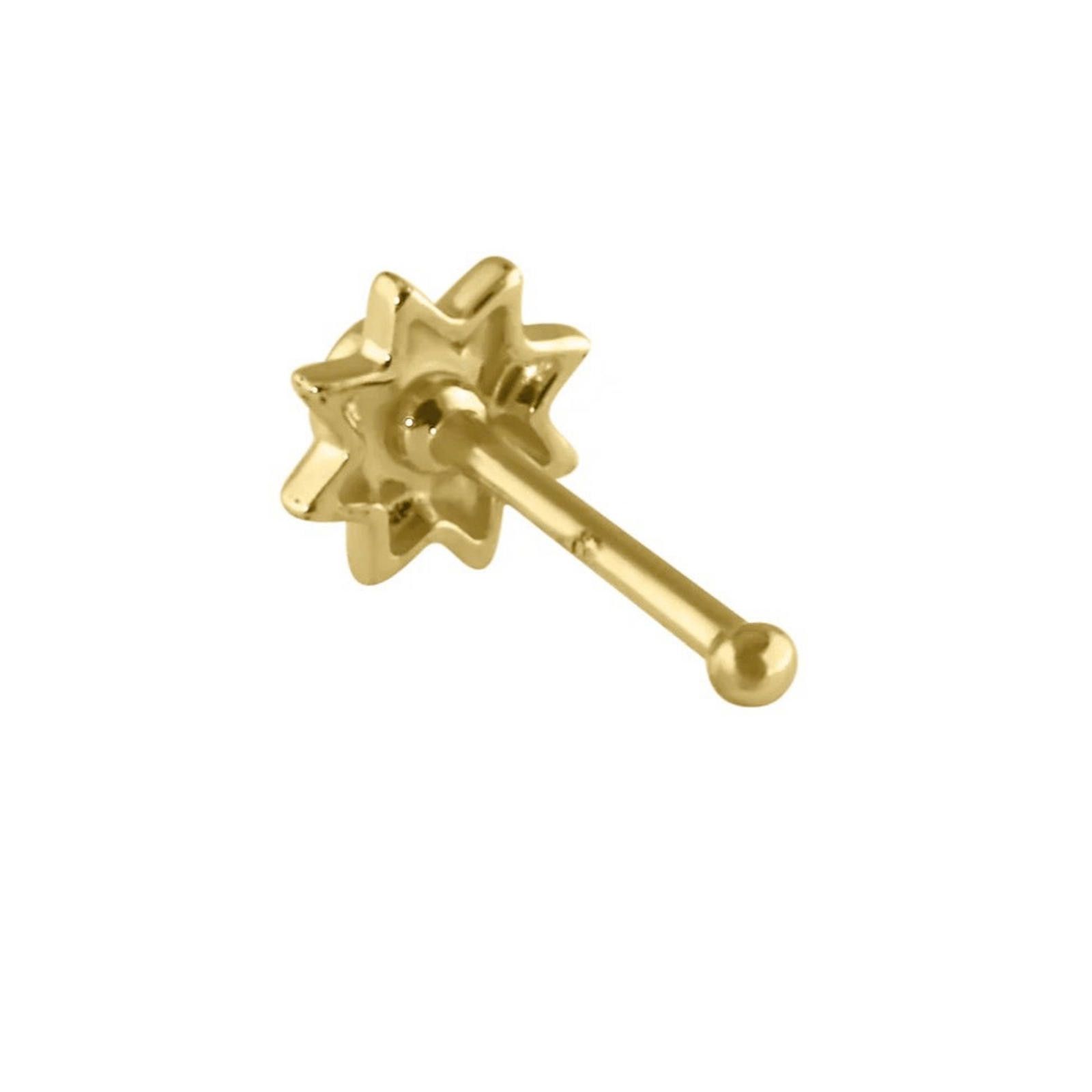 NBDN Nobrandedon Solid 14K Gold Sun CZ Nose Stud New Size ONE SIZE - 4 Thumbnail