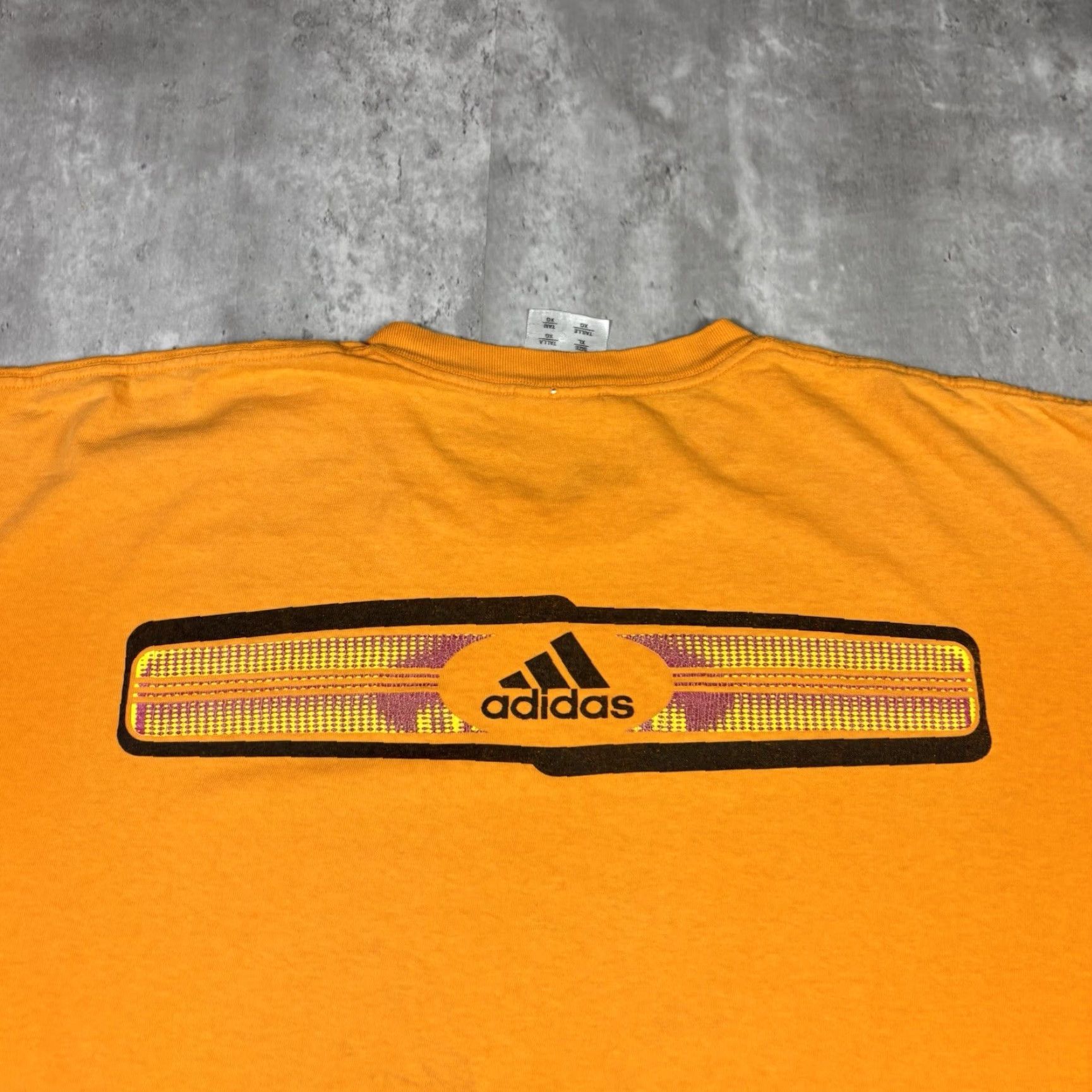 Adidas VINTAGE adidas T Shirt Orange Double Sided Logo Print Adult XL 90s Size US XL / EU 56 / 4 - 6 Thumbnail