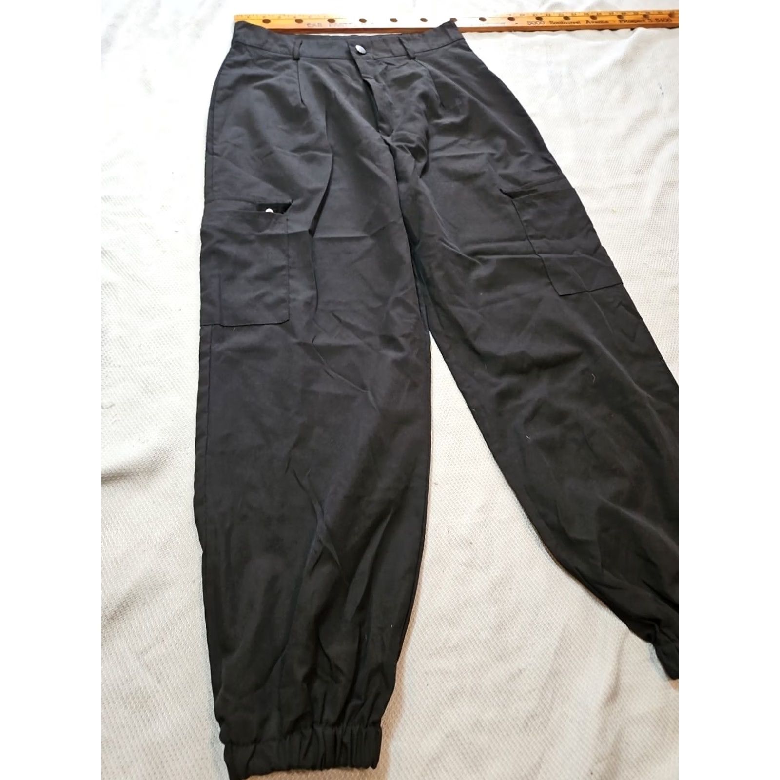Shein SheIn Pants Womens L Black Cargo Pocket Lightweight Baggy Casual Trouser Ankle Size 36" / US 14 / IT 50 - 4 Thumbnail