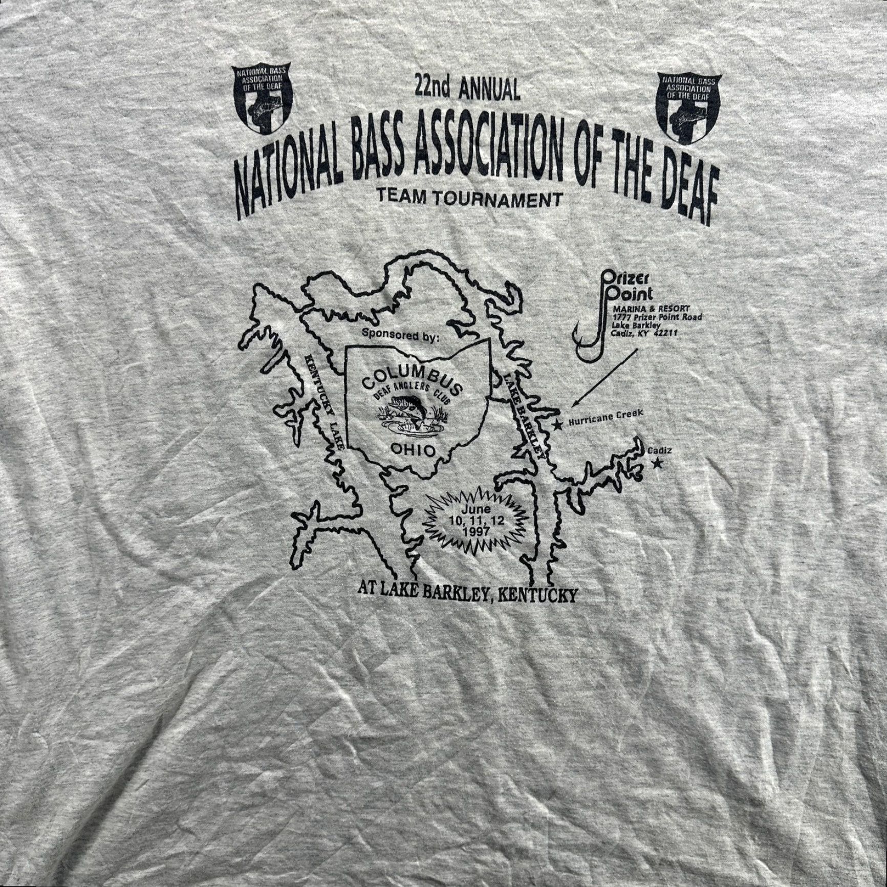 Jerzees VINTAGE National Bass Association Shirt Mens XL Deaf Anglers Club 90s Fishing Gray Jerzees T-Shirt Short Sleeve Crew Neck Graphic Print"} Size US XL / EU 56 / 4 - 4 Thumbnail