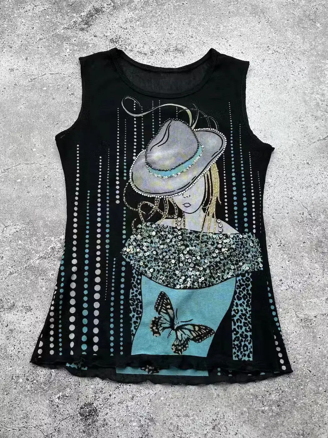 Japanese Brand Vintage Printed Tank Top C28(V509)(E8) Size S / US 4 / IT 40 - 1 Thumbnail