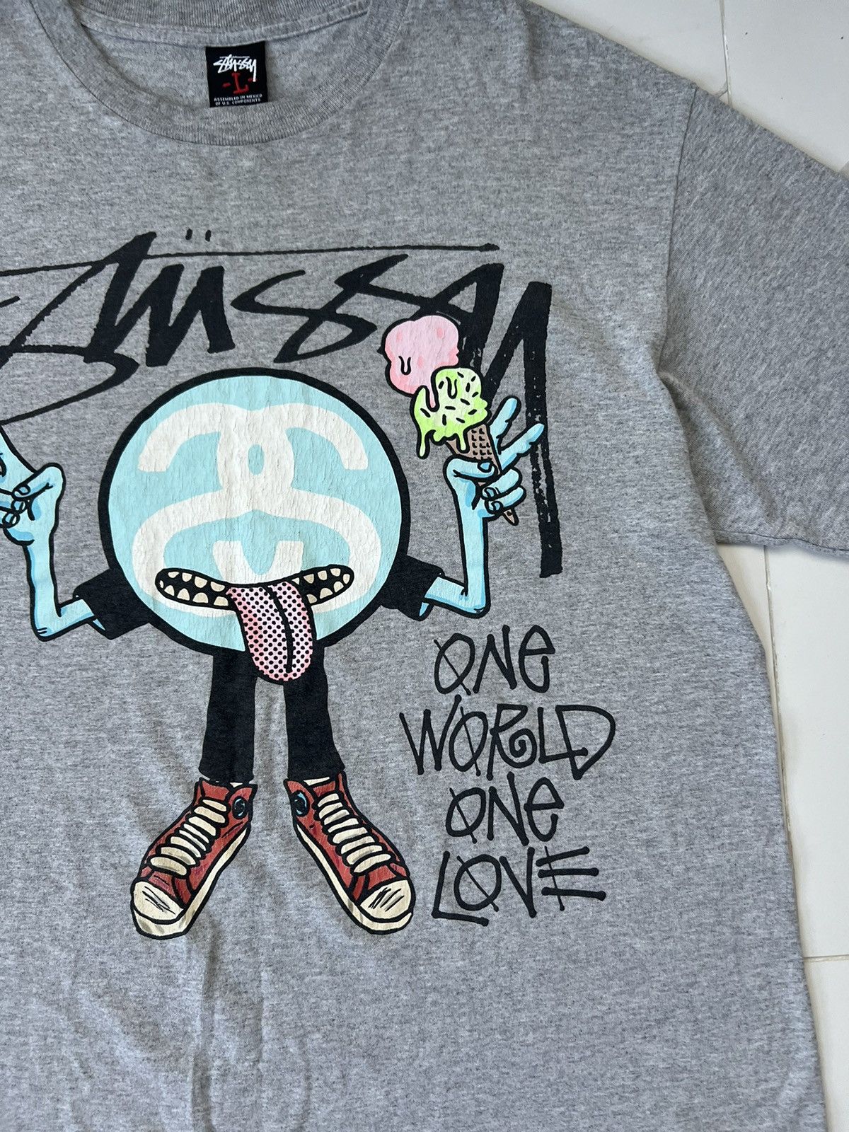 Stussy × Vintage 90’s STUSSY ONE WORLD ONE LOVE GUY RARE RETRO Y2K TEE Size US L / EU 52-54 / 3 - 2 Thumbnail
