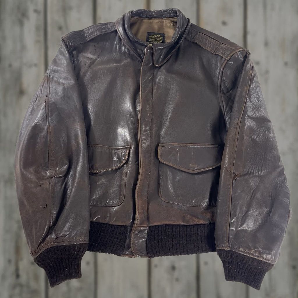 Avirex VINTAGE Avirex Men's Jacket A-2 1978-01 Leather Bomber Brown 46 Mens Avi re x? Size US S / EU 44-46 / 1 - 1 Thumbnail