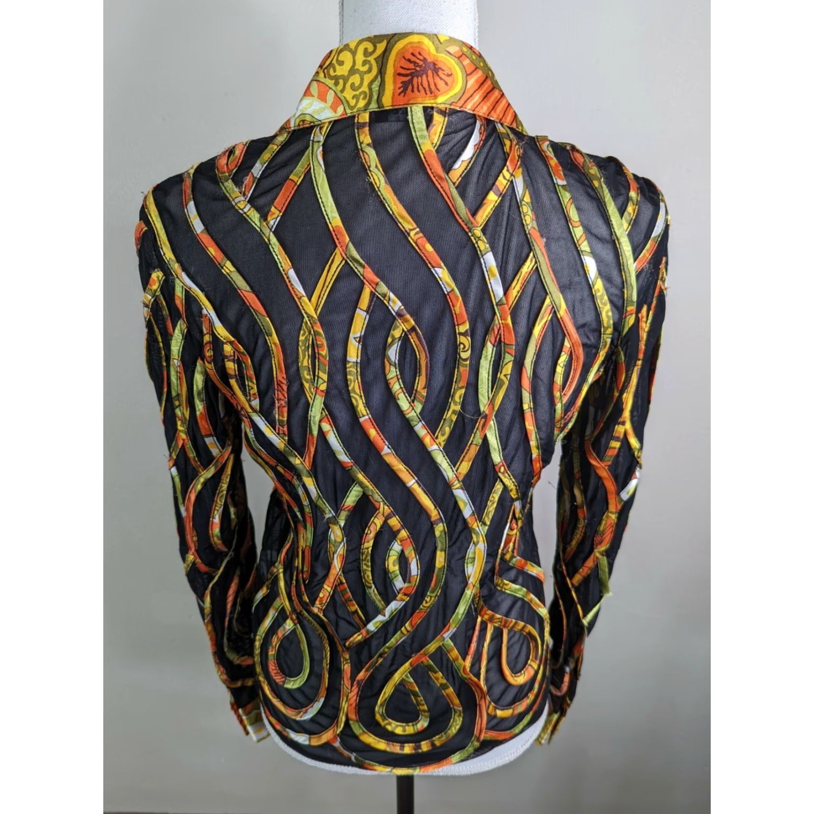 Vintage VINTAGE Fantazia Shirt Women 1990s Black Small Sheer Button Down Long Sleeve Blouse L1S Size S / US 4 / IT 40 - 3 Thumbnail