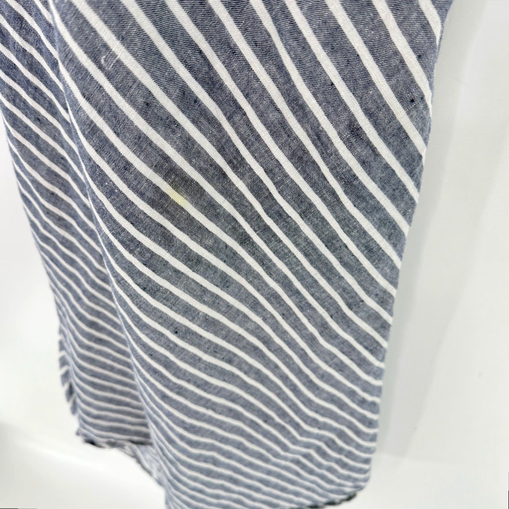 Vintage Artisan Striped Maxi Dress Gray White Linen Asymmetric Hem Size 12 Sleeveless V-Neck Strappy Sleeve Pullover Casual Beach Summer Spring 12 Womens Size XL / US 12-14 / IT 48-50 - 5 Thumbnail