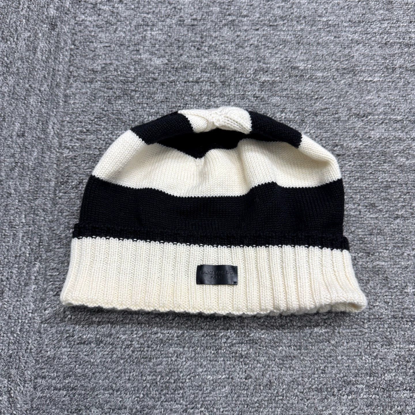 Saint Laurent Paris SLP black and white colorblock wool beanie M Size ONE SIZE - 1 Thumbnail