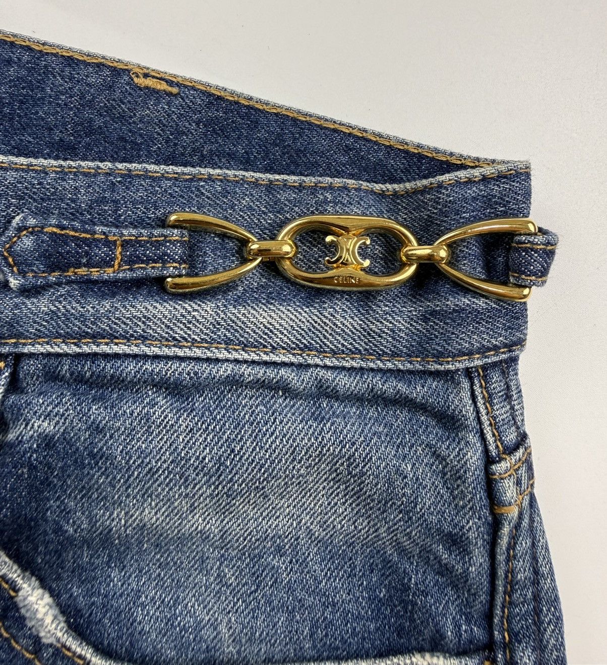 Celine Celine Triomphe Gold Buckle Jeans Size US 32 / EU 48 - 9 Thumbnail