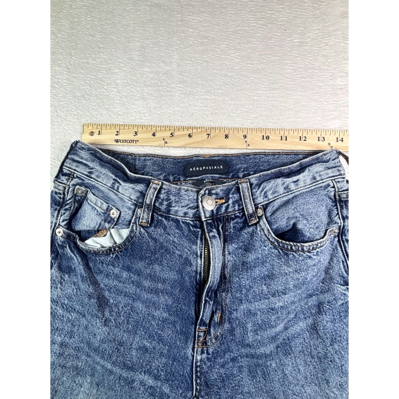 Aeropostale VINTAGE Aeropostale Jeans Womens 4 Regular Blue Low Rise 90s Baggy Distressed Straight Womens Size 27" / US 4 / IT 40 - 5 Thumbnail