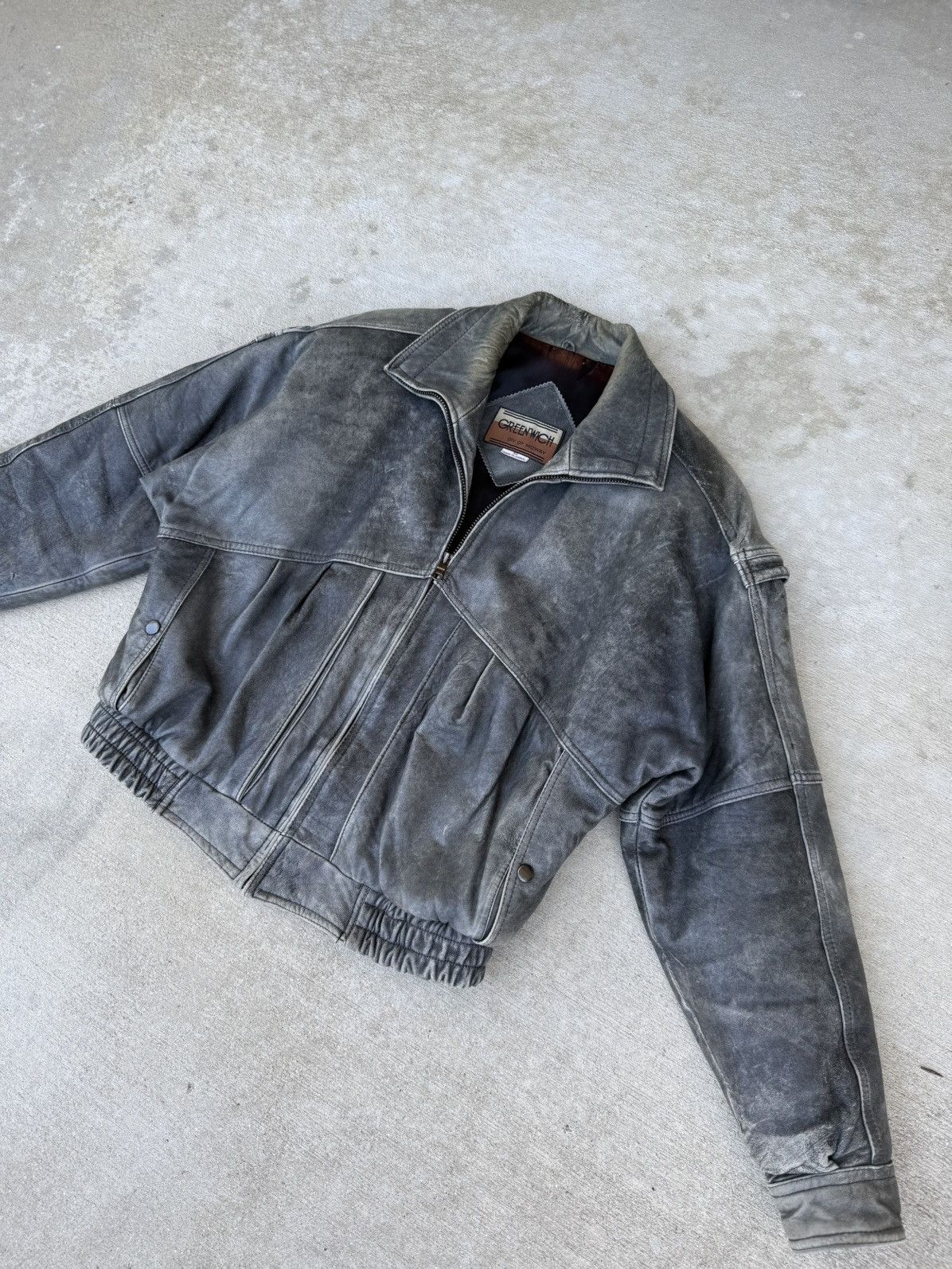 Designer × Genuine Leather × Vintage Vintage 80’s Greenwich Leather Jacket Size US M / EU 48-50 / 2 - 1 Thumbnail
