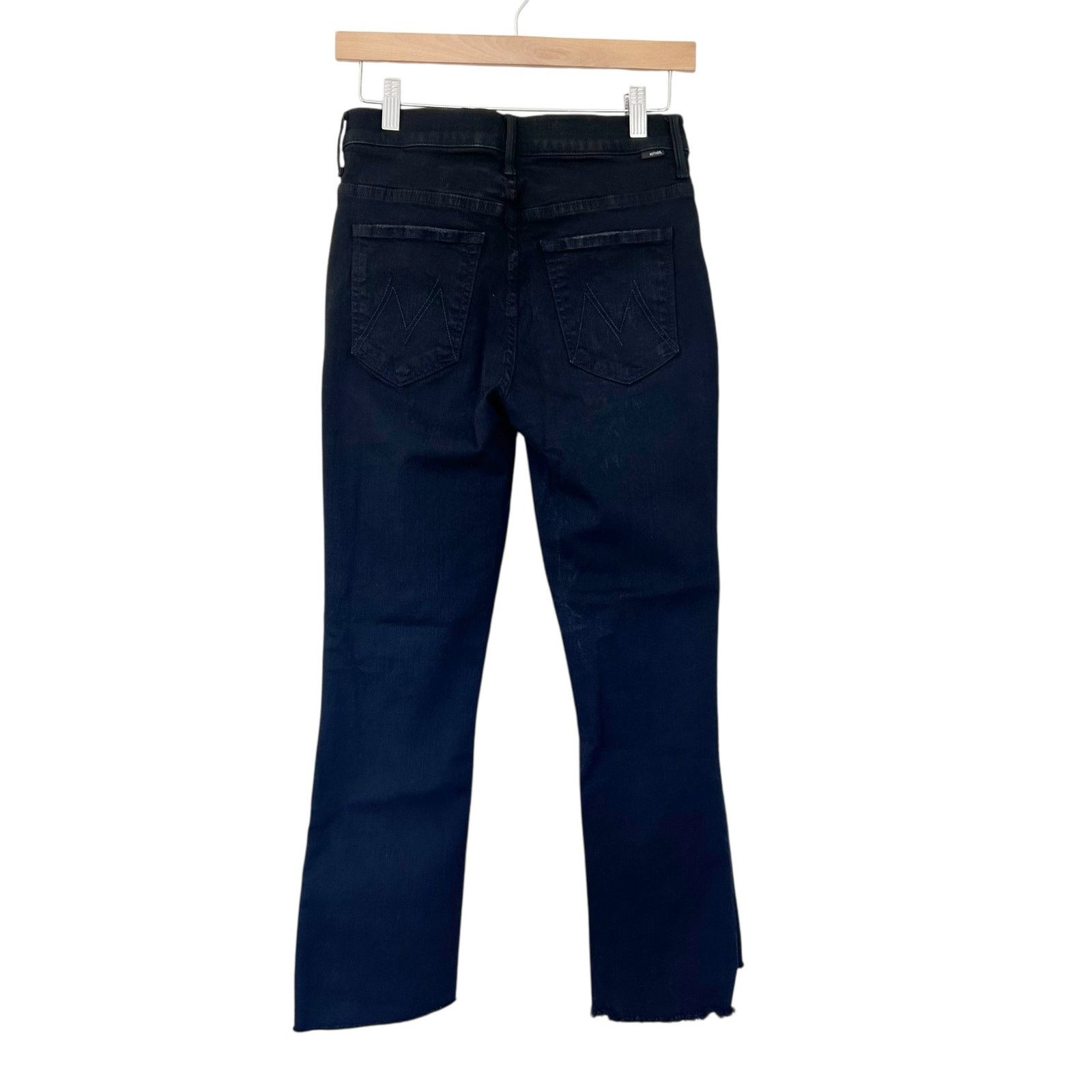 MOTHER MOTHER Black The Insider Crop Step Fray Jeans Sz 27 Size 27" / US 4 / IT 40 - 6 Thumbnail