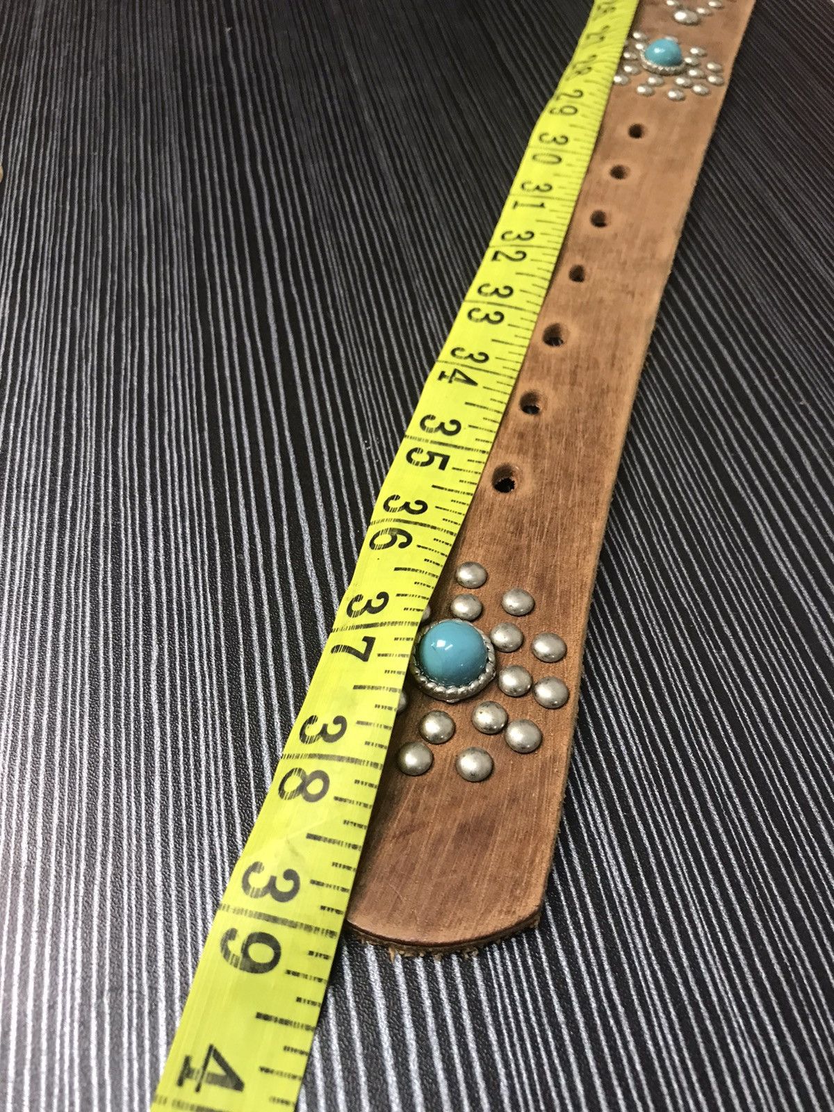 Japanese Brand × Vintage Turquoise Stone Leather Belt Size ONE SIZE - 4 Thumbnail