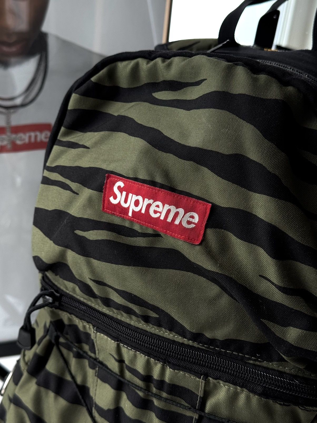 Supreme Vintage Archive Supreme 00s Box Logo Olive Zebra Backpack Size ONE SIZE - 11 Thumbnail