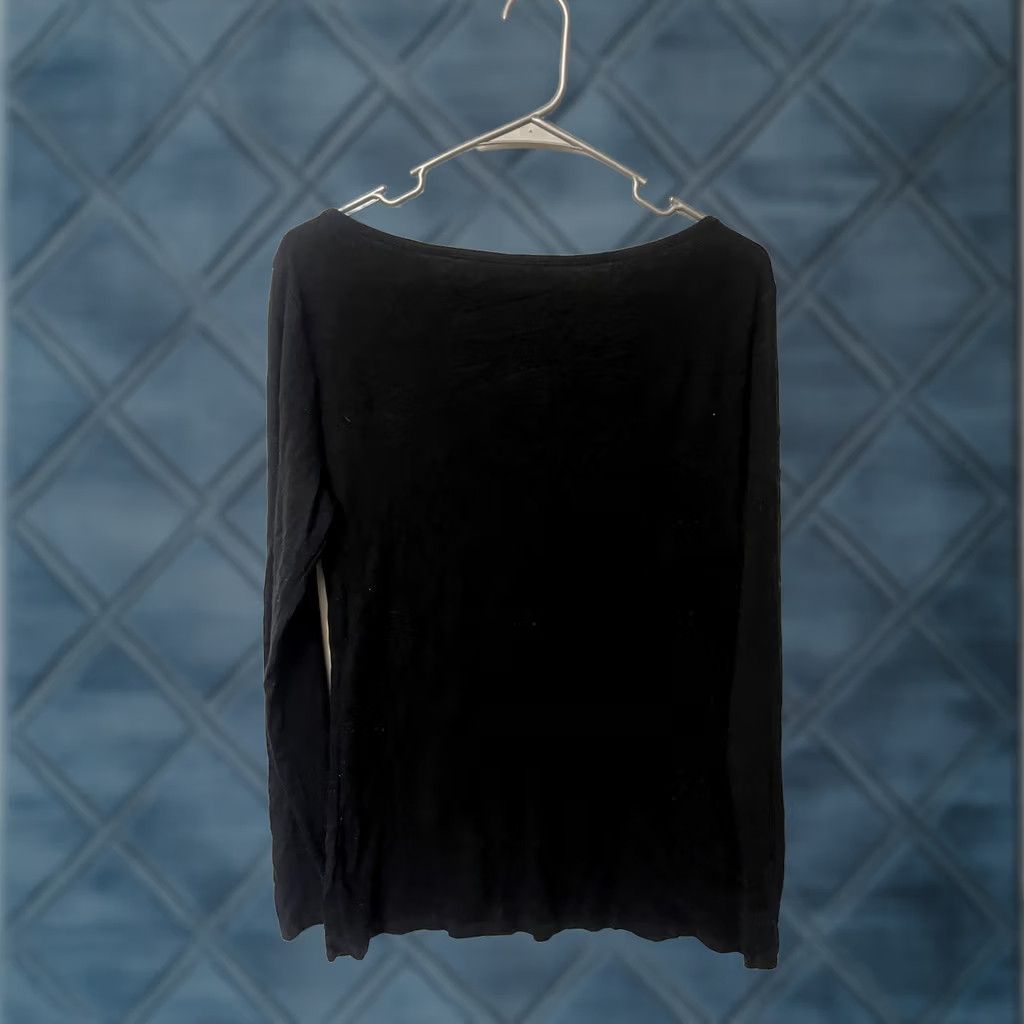 Old Navy Old Navy Black Long Sleeve Top Round Neck Button Embroidered 100% Cotton L Women’s Shirt Basic Vintage No Size L / US 10 / IT 46 - 1 Thumbnail