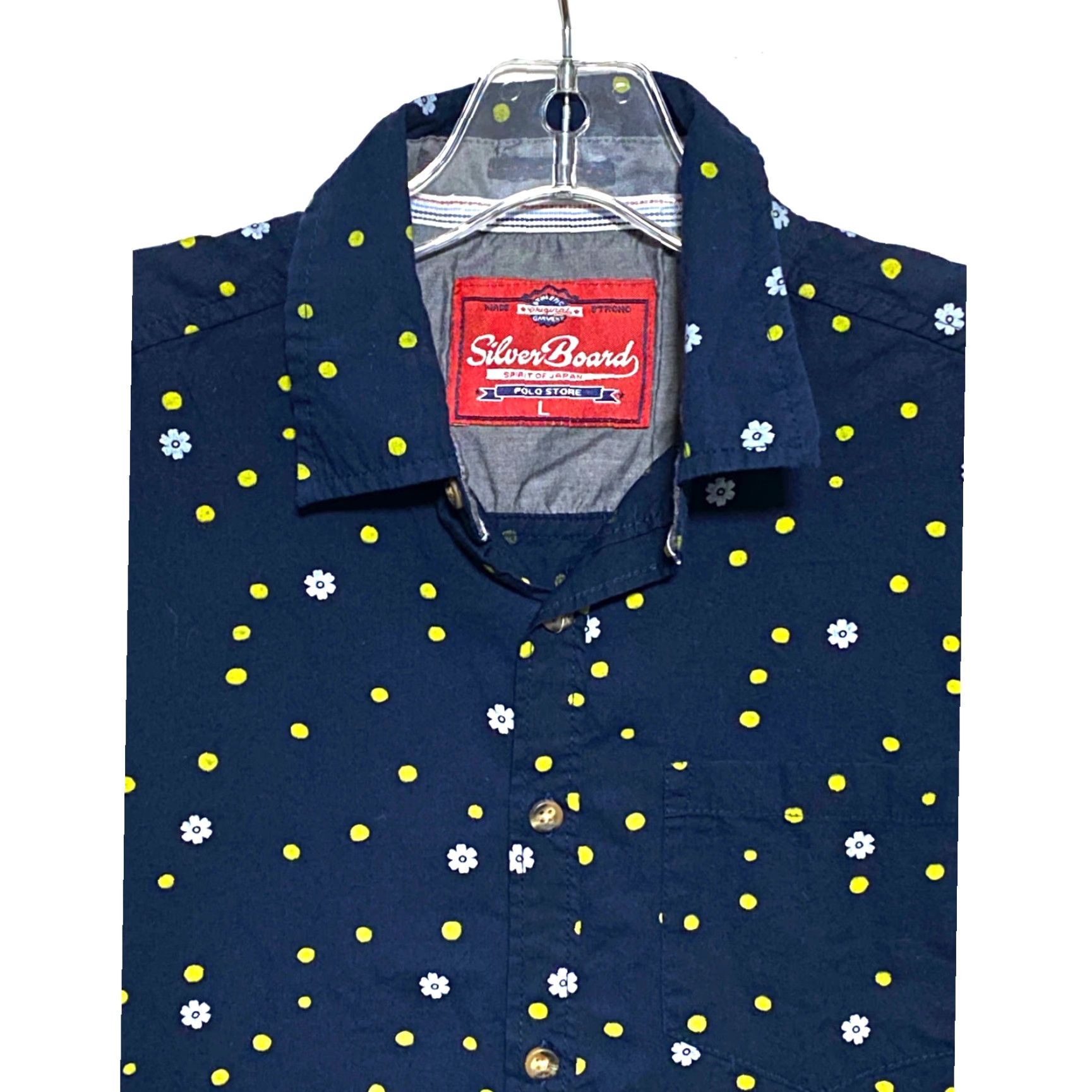 ESPIRIT VINTAGE Silver Board Spirit of Japan Button Shirt Mens L Floral Polka Dot Retro Summer Shirt Mens L Blue Polo Dot 90s Womens? Size US L / EU 52-54 / 3 - 2 Thumbnail