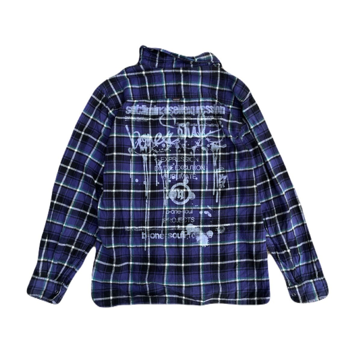 If Six Was Nine 2000s Japanese archive Poem Grafitti Plaid Shirts Vkei Y2K Size US M / EU 48-50 / 2 - 2 Thumbnail
