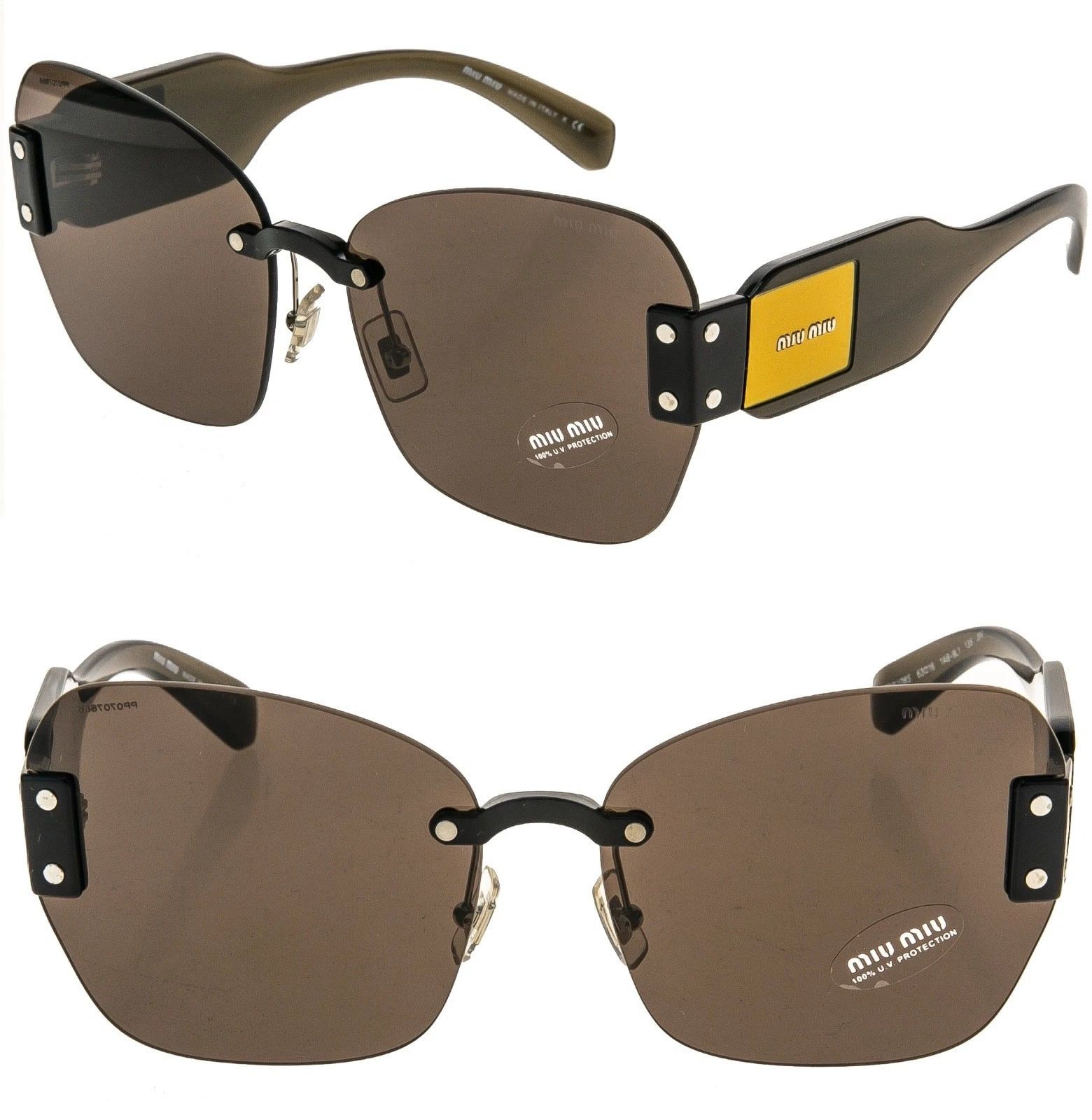 MIU MIU MU08SS SORBET 08S Black Butterfly Rimless Sunglasses