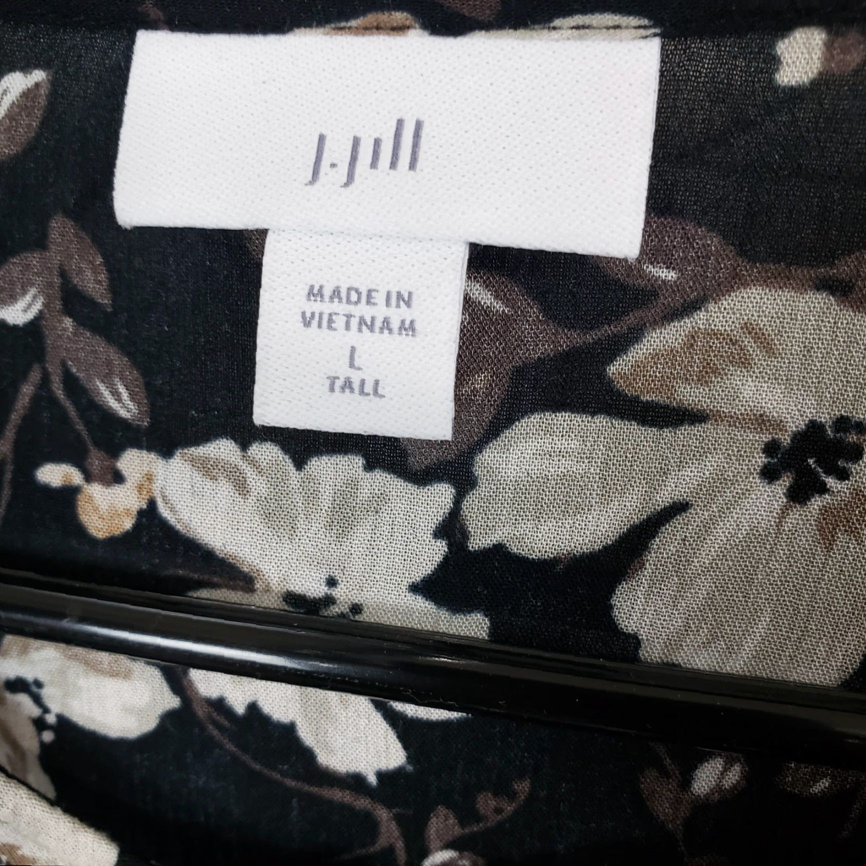 J. Jill J Jill Top Womens Tall Large Black Brown Floral Bell Sleeves Semi Sheer Size L / US 10 / IT 46 - 6 Thumbnail