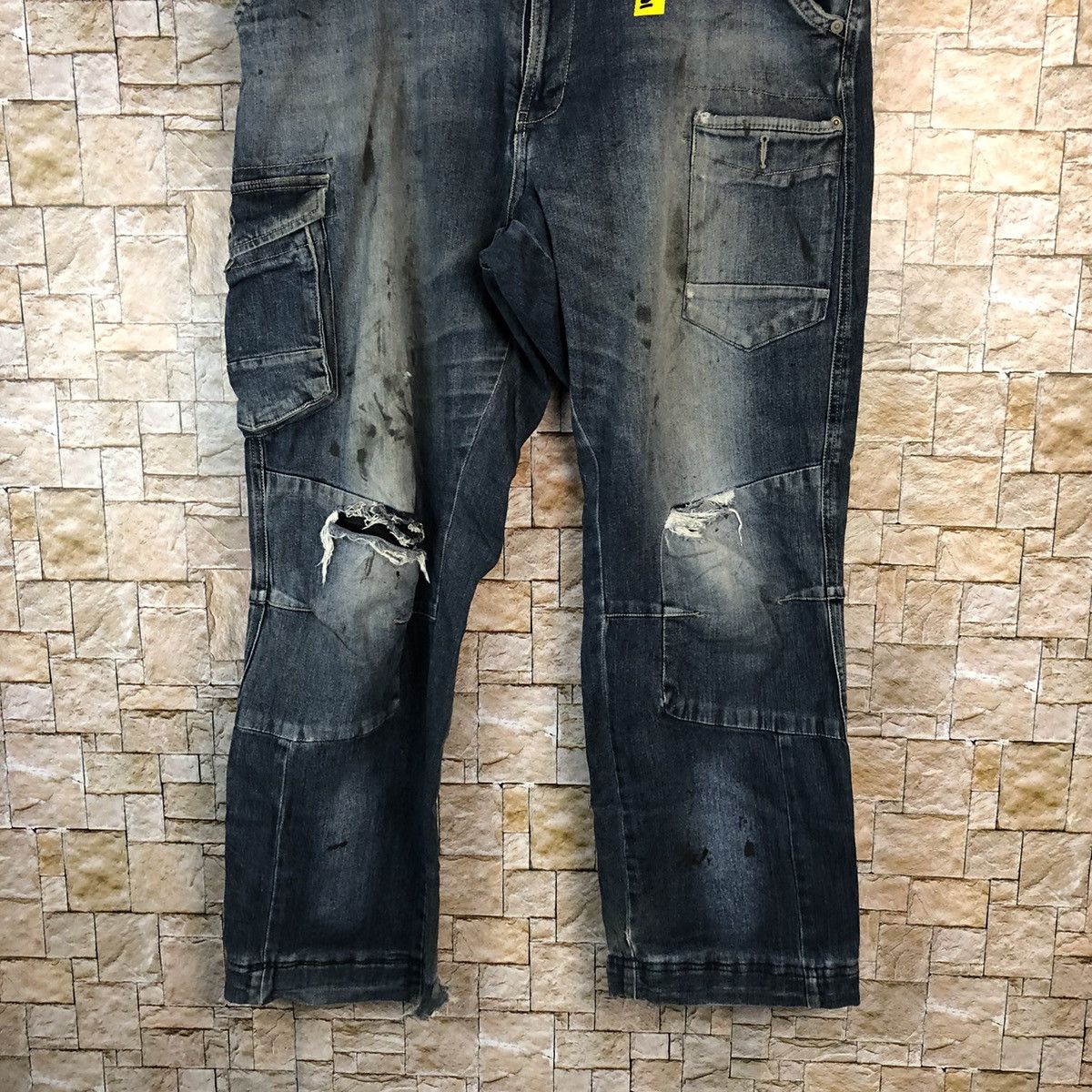 Japanese Brand Japanese Brand Blue Cargo Distressed Denim Pants #A1001 Size US 37 - 3 Thumbnail