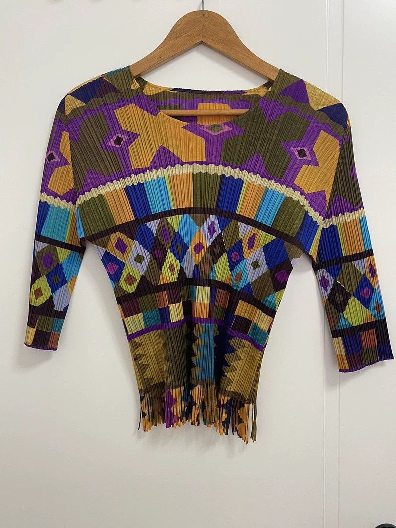 Issey Miyake issey miyake size:4 Multicolored fringed top 2506-Nextarro Size XXS / US 00 / IT 34 - 2 Thumbnail
