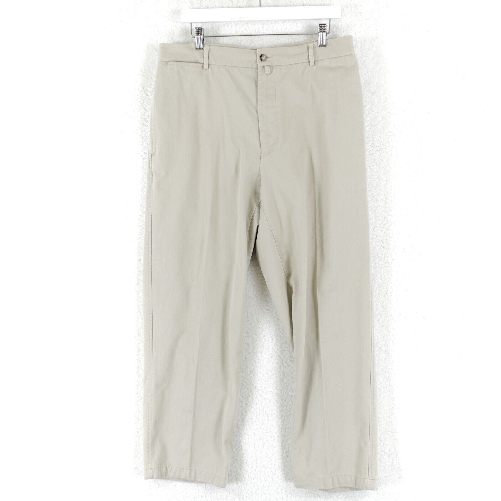 Other Faconnable Cream Gray Flat Front High Rise Cotton Chino Pant Size US 34 / EU 50 - 1 Thumbnail