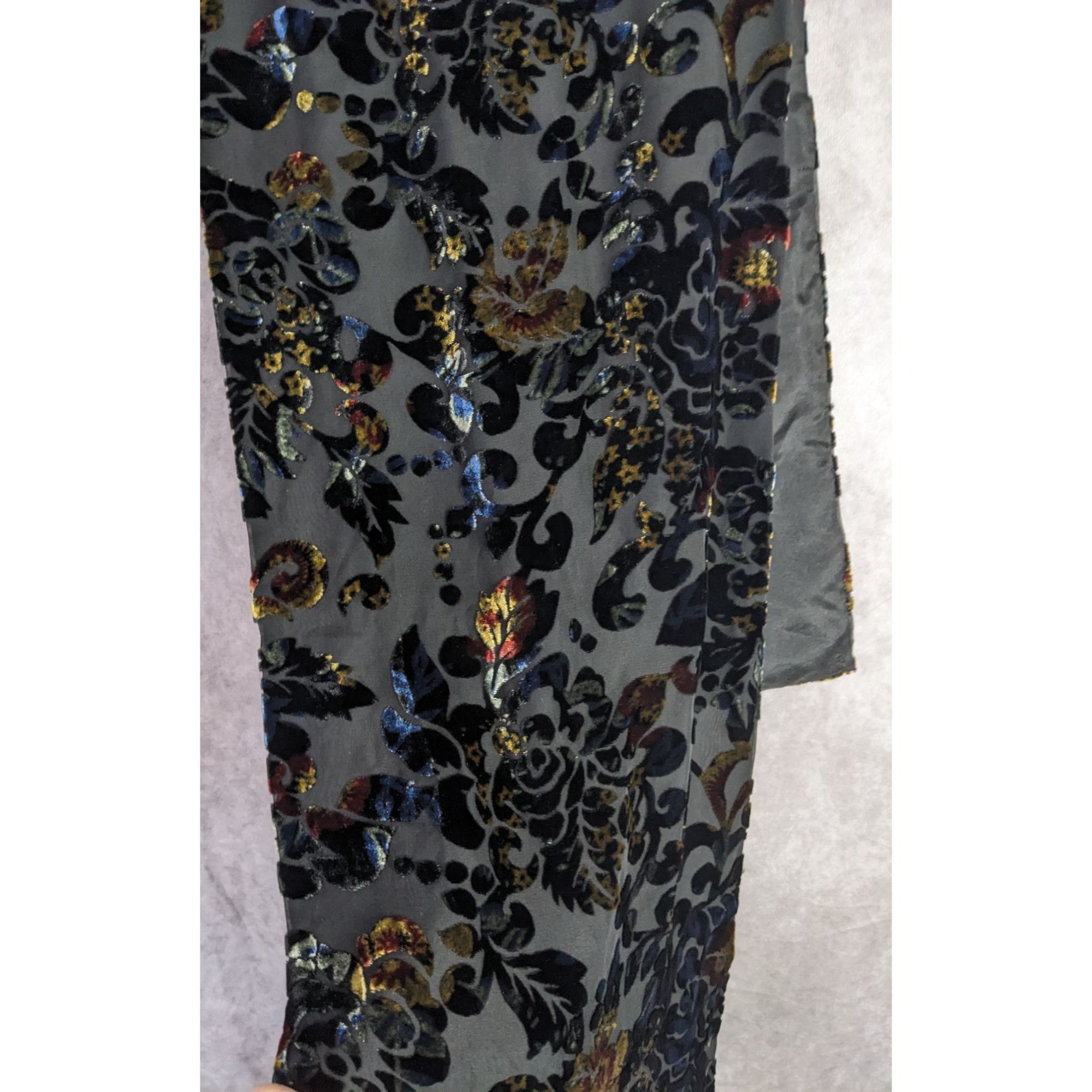 Other Vintage Dark Rainbow Burnt Velvet Floral Scarf Size ONE SIZE - 11 Thumbnail