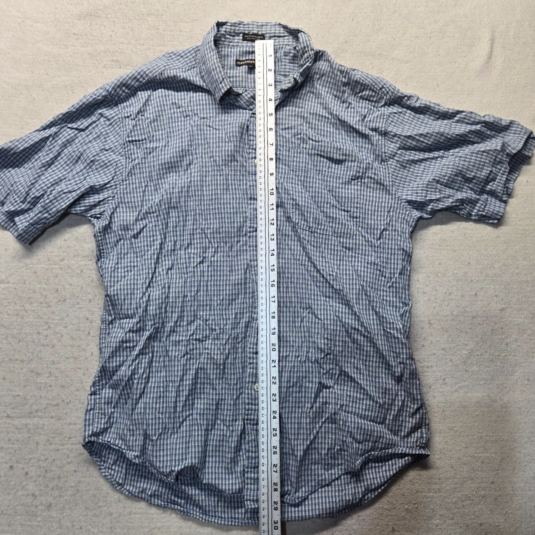 Alexander Julian Alexander Julian Shirt Adult Men L Blue Check Button-Up Short Sleeve Size US L / EU 52-54 / 3 - 5 Thumbnail
