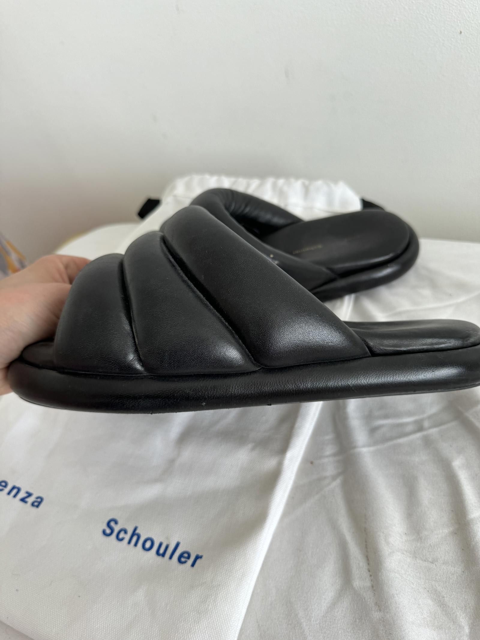 Designer Proenza Schouler black leather slides. EU 40 Size US 9 / IT 39 - 2 Thumbnail