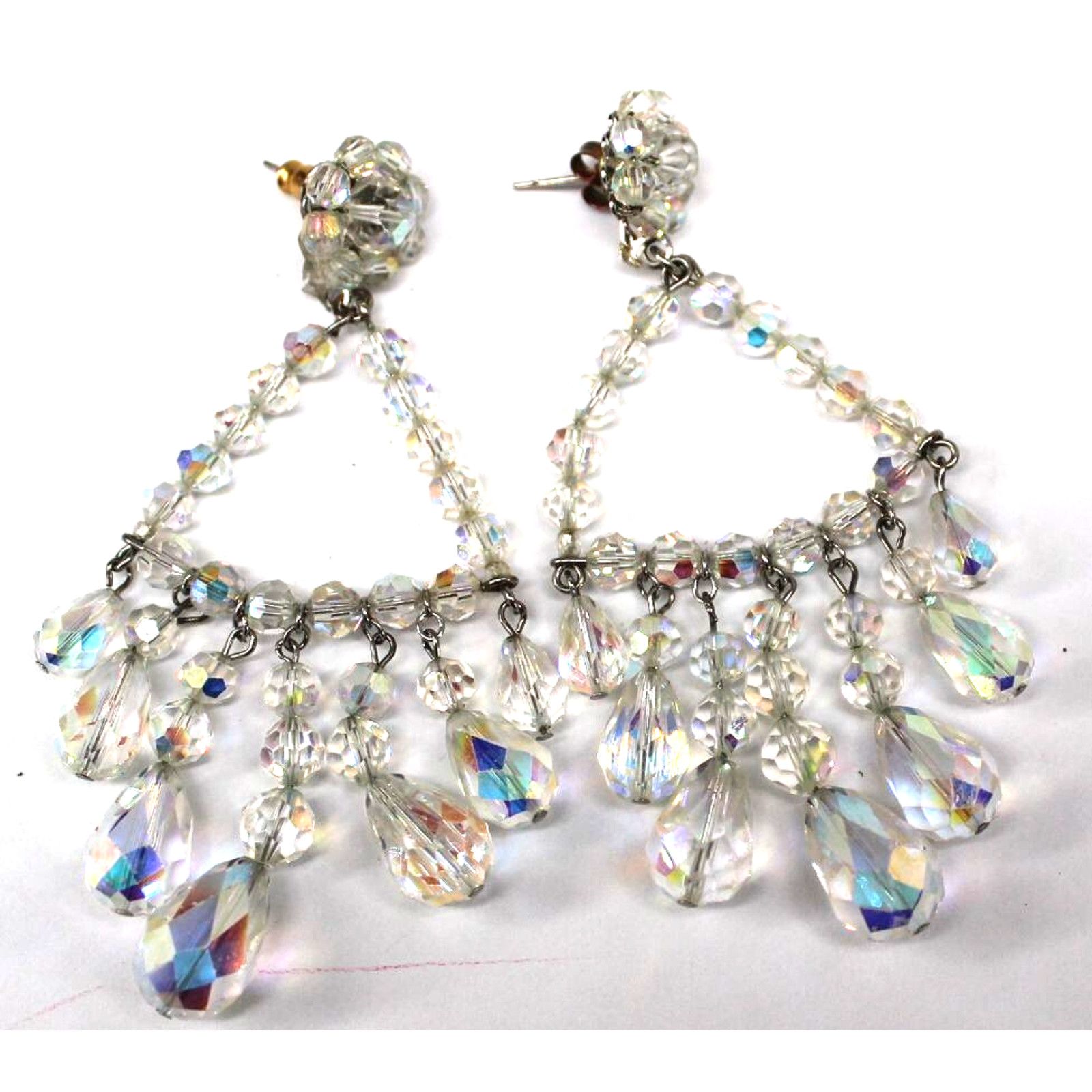 Other Vintage Arora Borealis Crystal Chandelier Earring 3.5" Size ONE SIZE - 3 Thumbnail