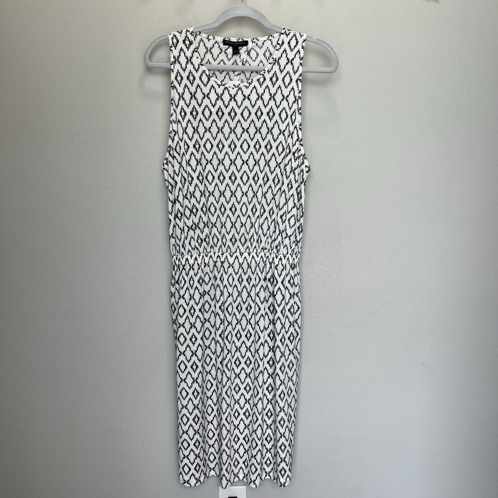 Banana Republic Banana Republic | Knit Column Dress Off White Ikat Midi Size L / US 10 / IT 46 - 2 Thumbnail