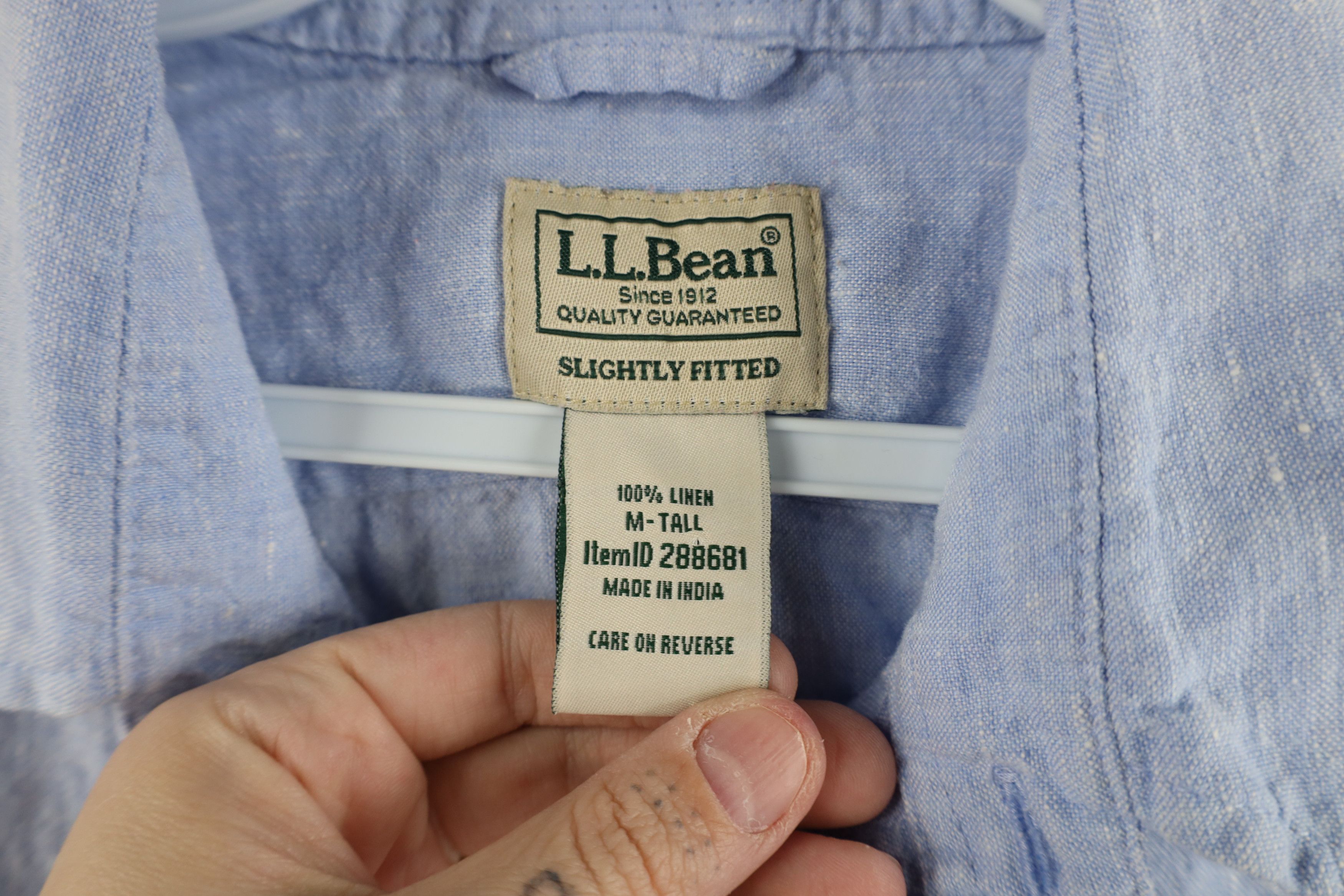 L.L. Bean × Vintage Vintage LL Bean Fitted Linen Collared Button Shirt Blue Size US M / EU 48-50 / 2 - 9 Thumbnail