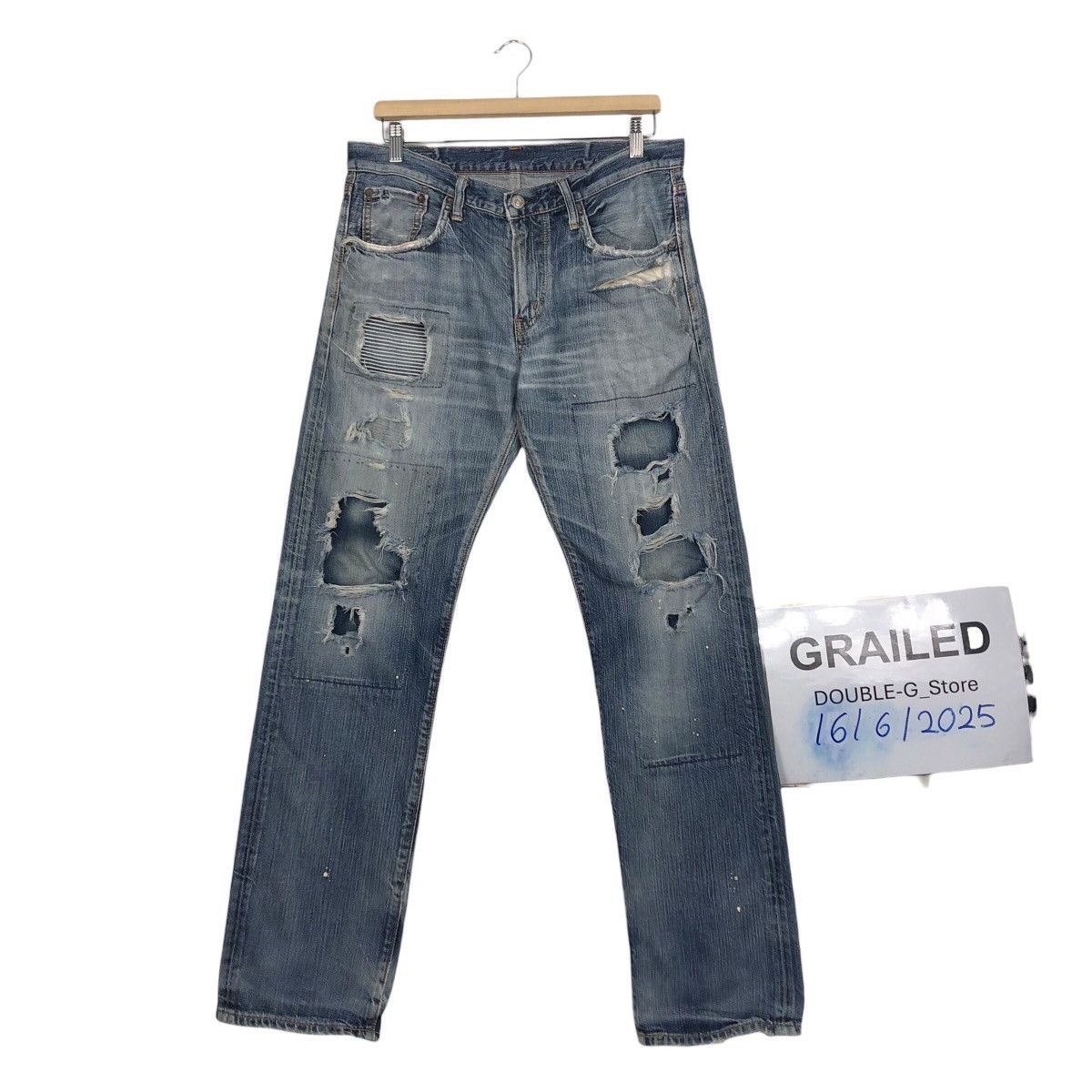 Japanese Brand 📌Rebel Vintage Denim Jeans Distressed Style Edwin Japan Size US 32 / EU 48 - 1 Thumbnail