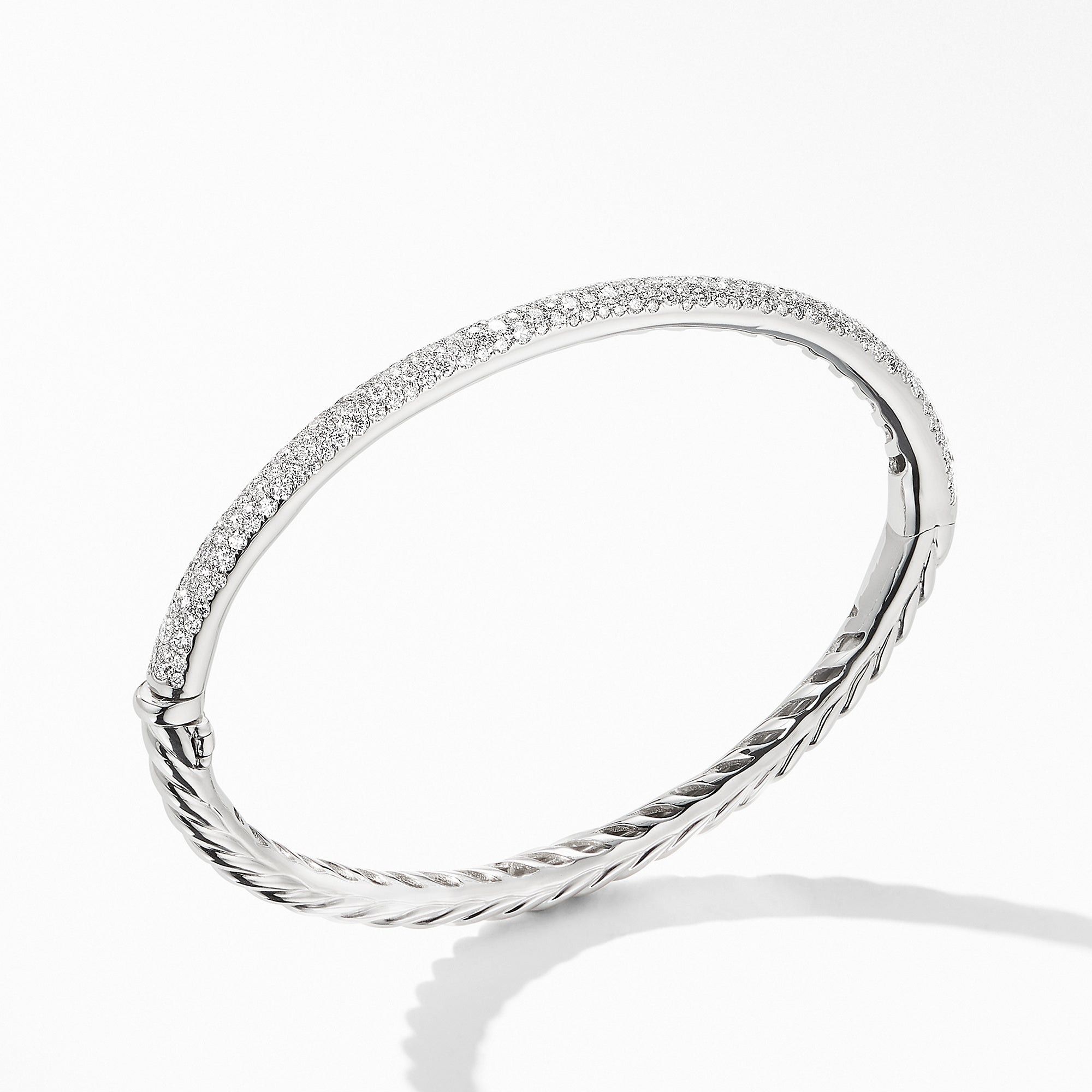 David Yurman oc11z1025 B14632D Cable Bangle Bracelet in 18K in Silver Size ONE SIZE - 2 Thumbnail