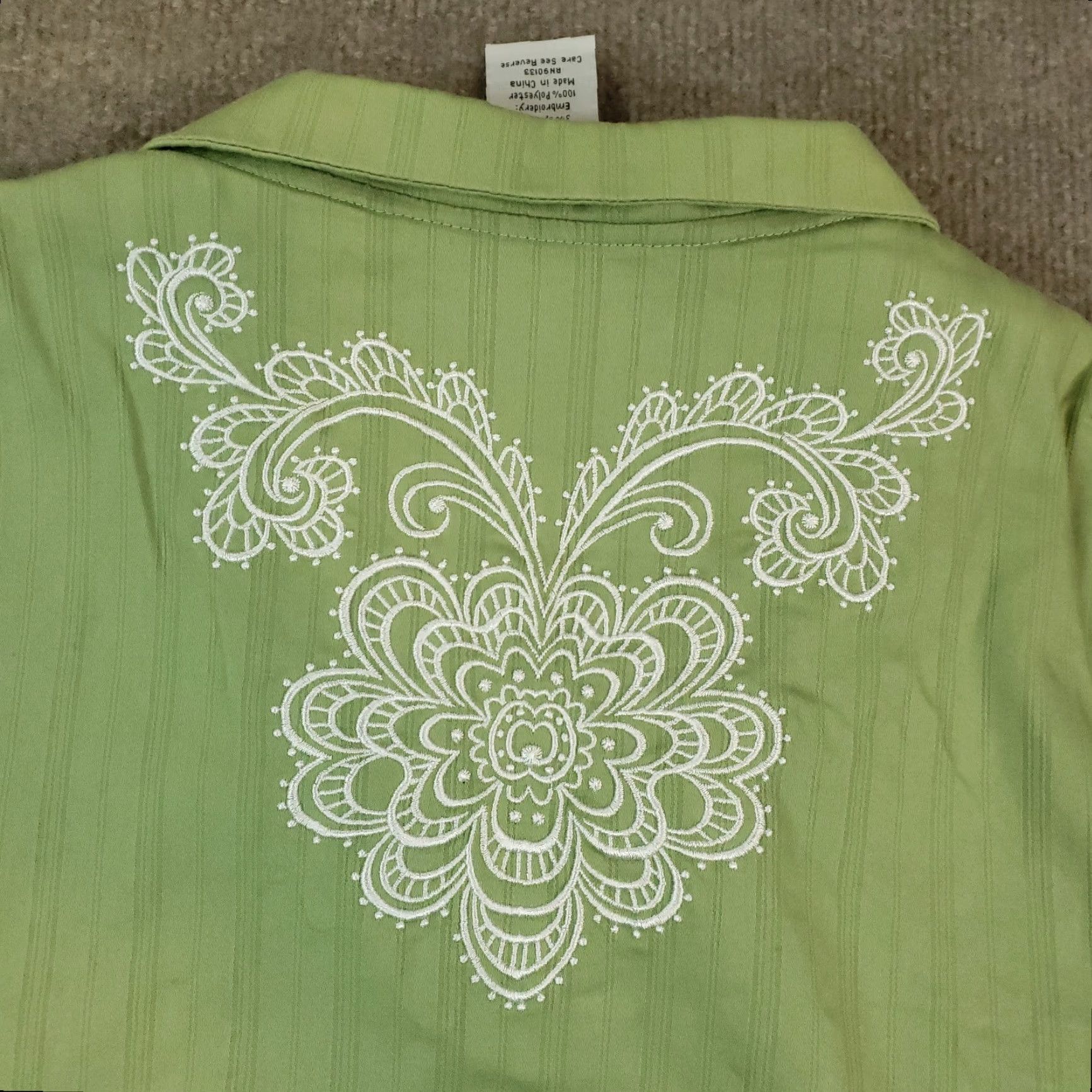 Bob Mackie VINTAGE Bob Mackie Jacket Womens XL Green Full Zip Collared Embroidered Pockets Size XL / US 12-14 / IT 48-50 - 8 Thumbnail