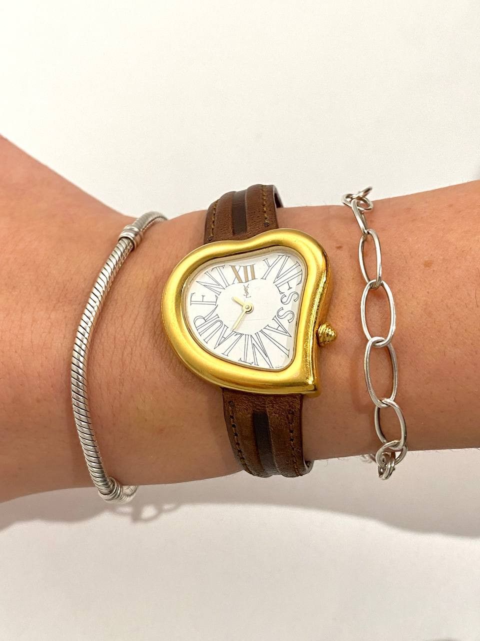Yves Saint Laurent Saint Laurent YSL Logo Heart Dali Style Gold Wrist Watch Size ONE SIZE - 9 Thumbnail