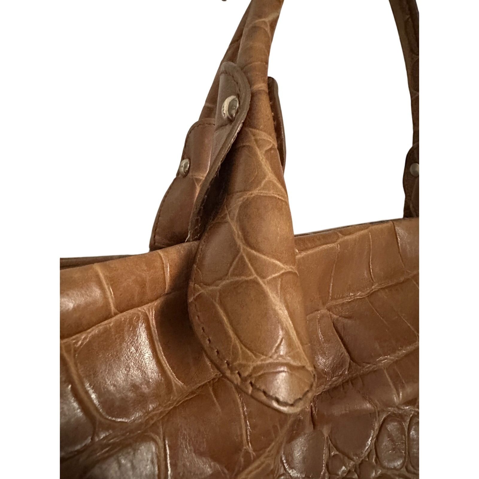 Furla FURLA Croc Embossed Camel Colored Leather Bag Size ONE SIZE - 18 Thumbnail